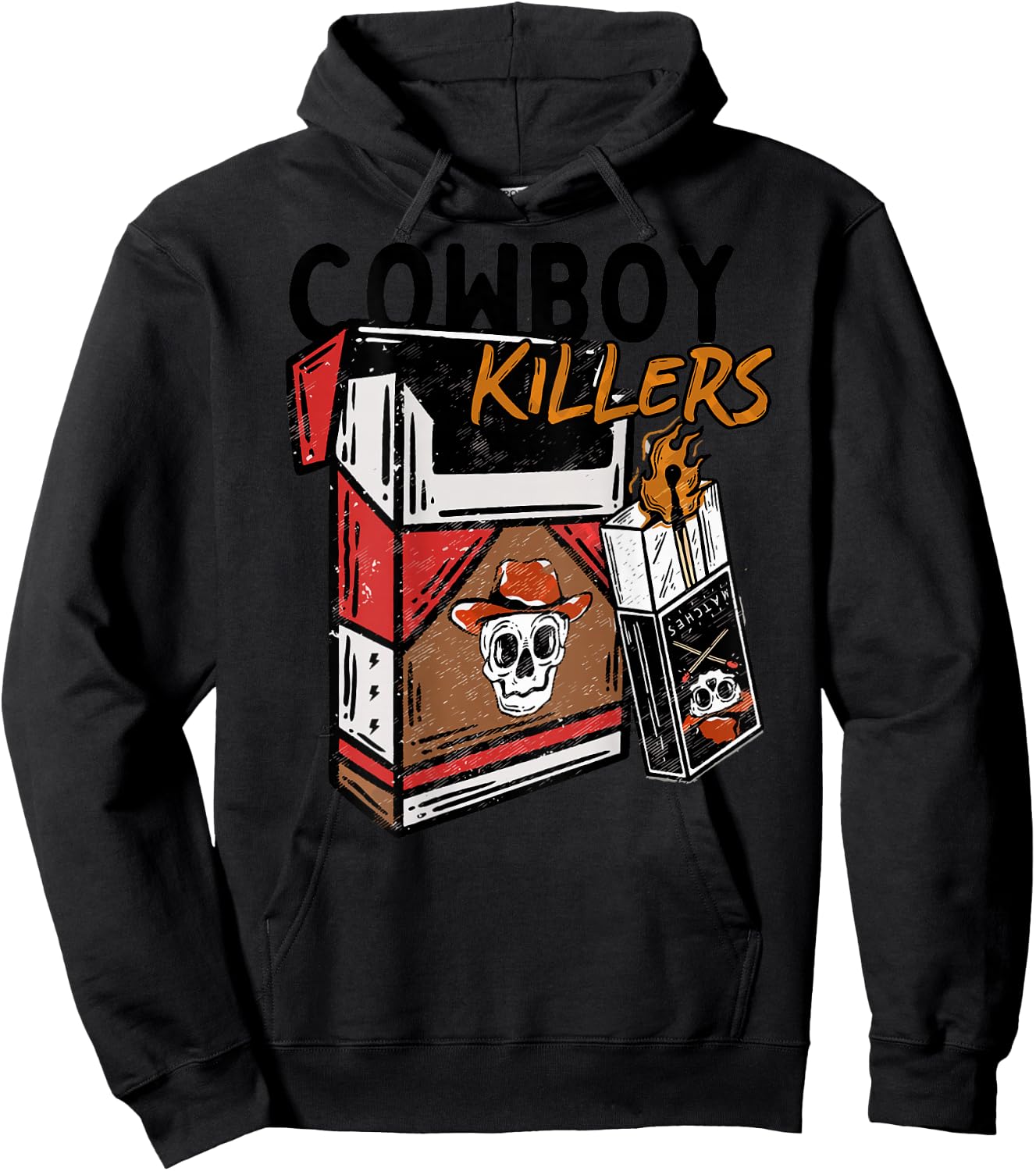 Vintage Retro Cowboy Killers Funny Skeleton Men Women Hoodie - Hoodie | Black