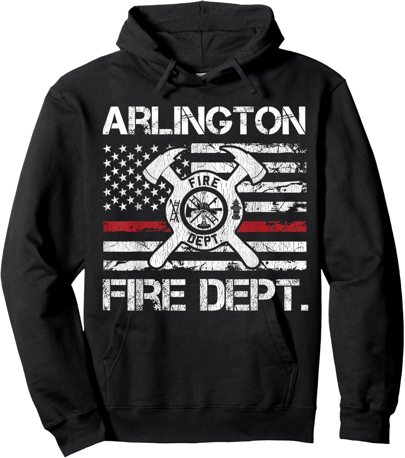 Arlington Texas Fire Department Thin Red Line Logo Hoodie - Hoodie | Black
