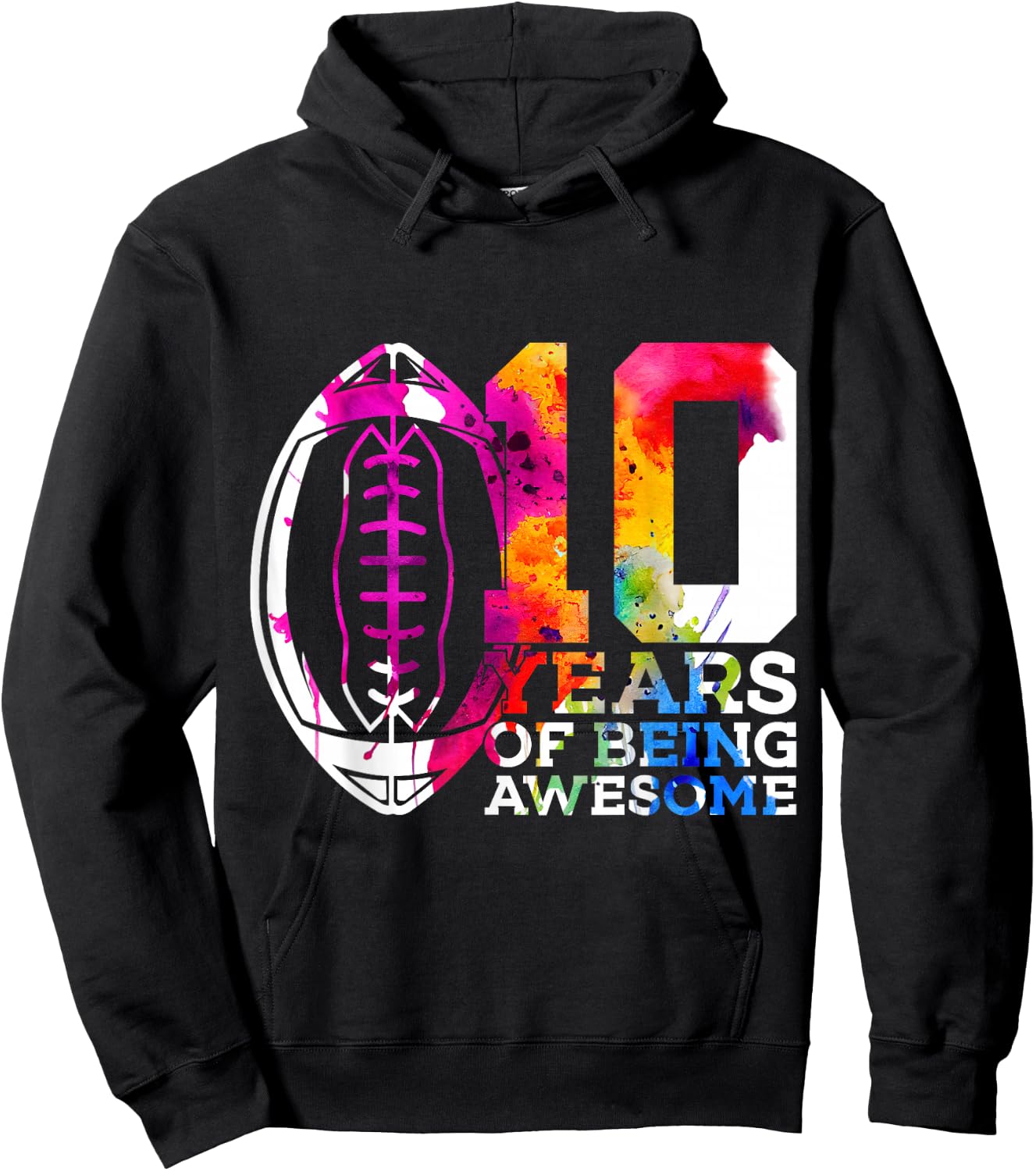 10 Years of Being Awesome Football 10th Birthday Hoodie - Hoodie | Black