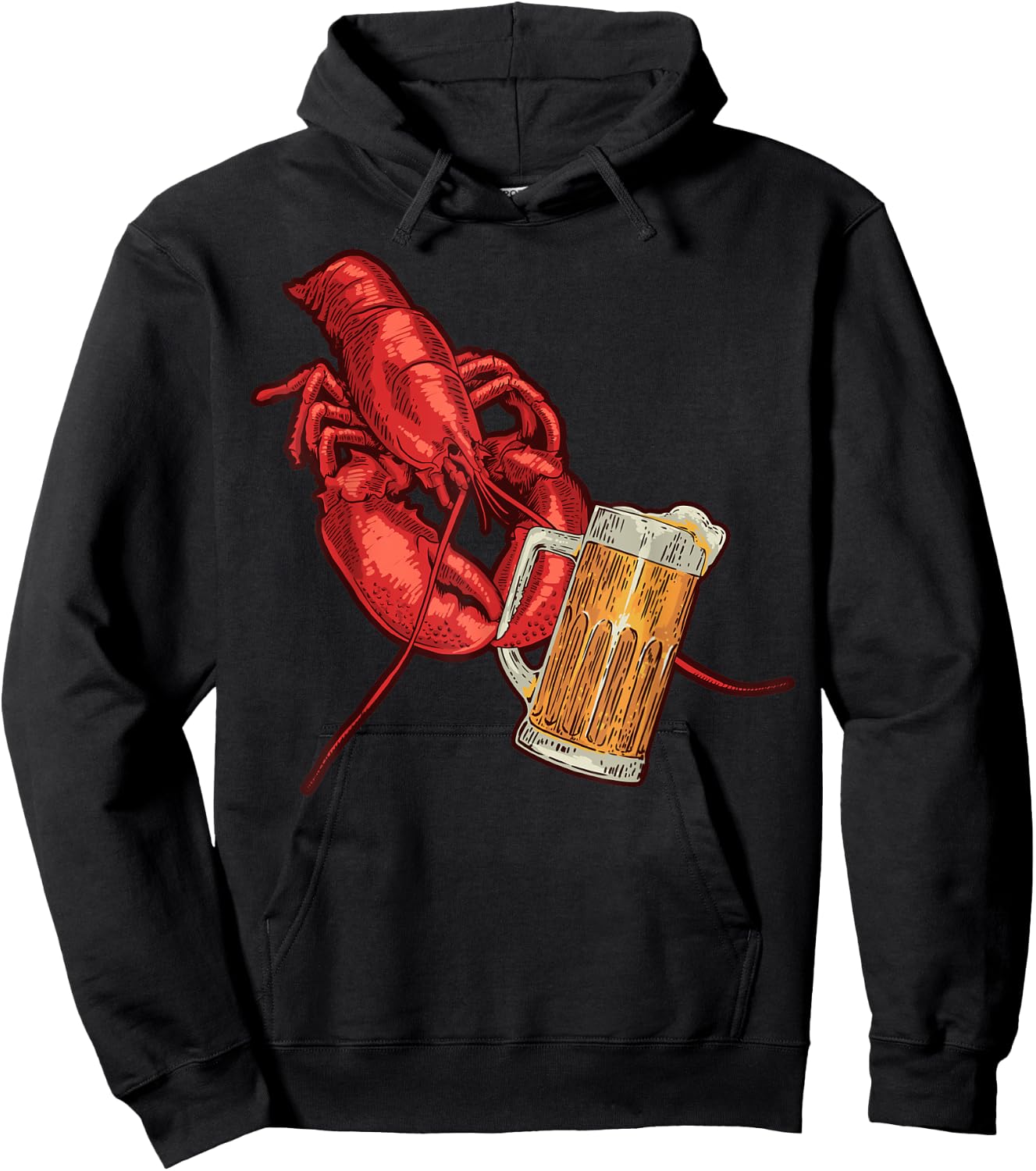 Lobster Crustacean Beer Drinking Funny Lobster Hoodie - Hoodie | Black