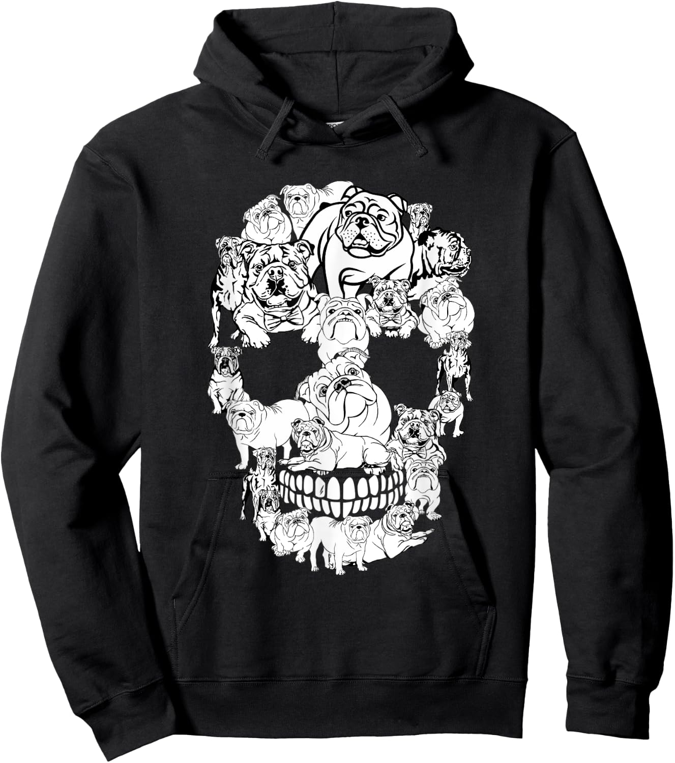 English Bulldog Skull Dog Lovers Horror Halloween Costumes Men Women Kids Hoodie - Hoodie | Black