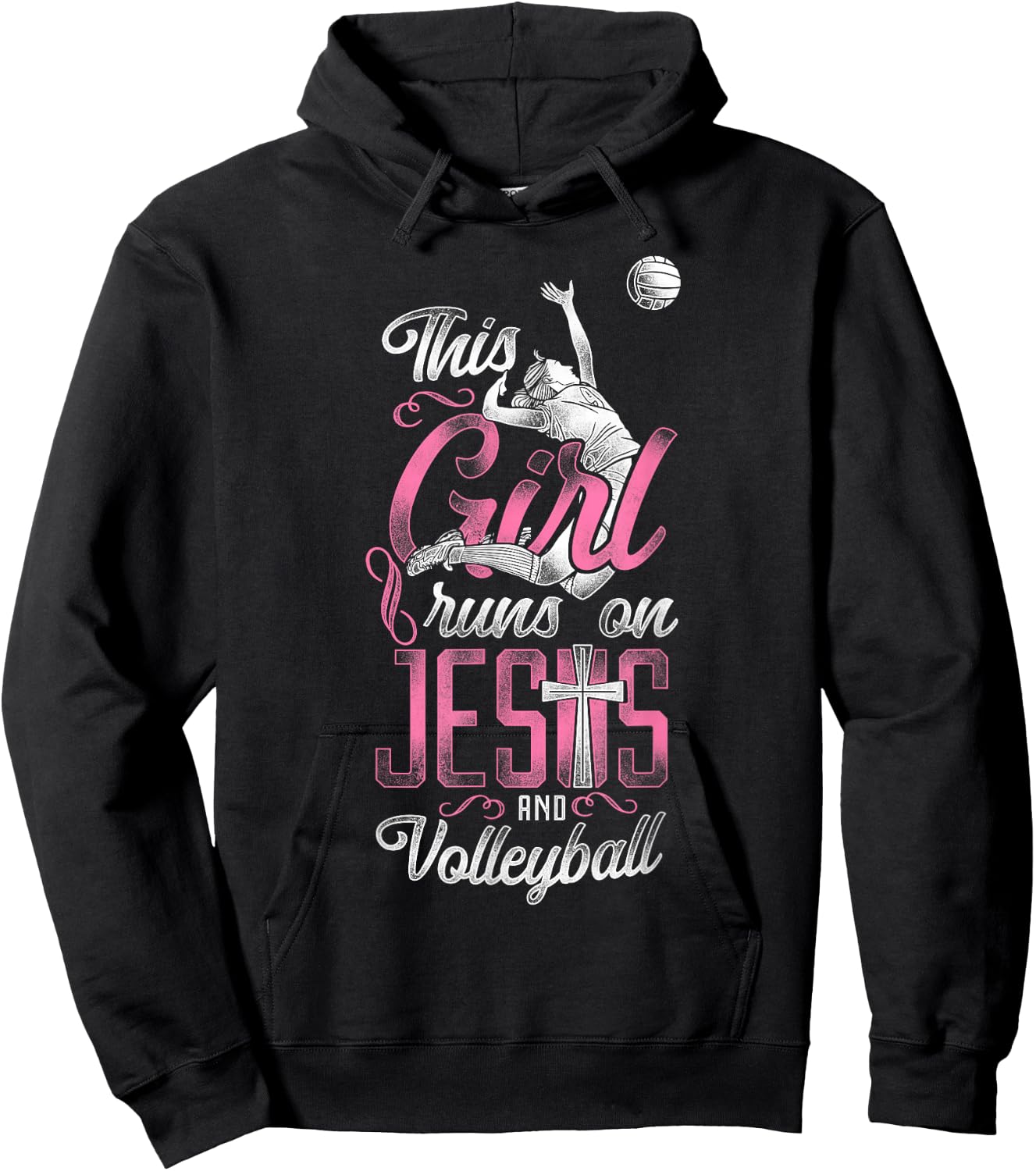 Volleyball Player Team Vintage This Girl Runs On Jesus And Hoodie - Hoodie | Black