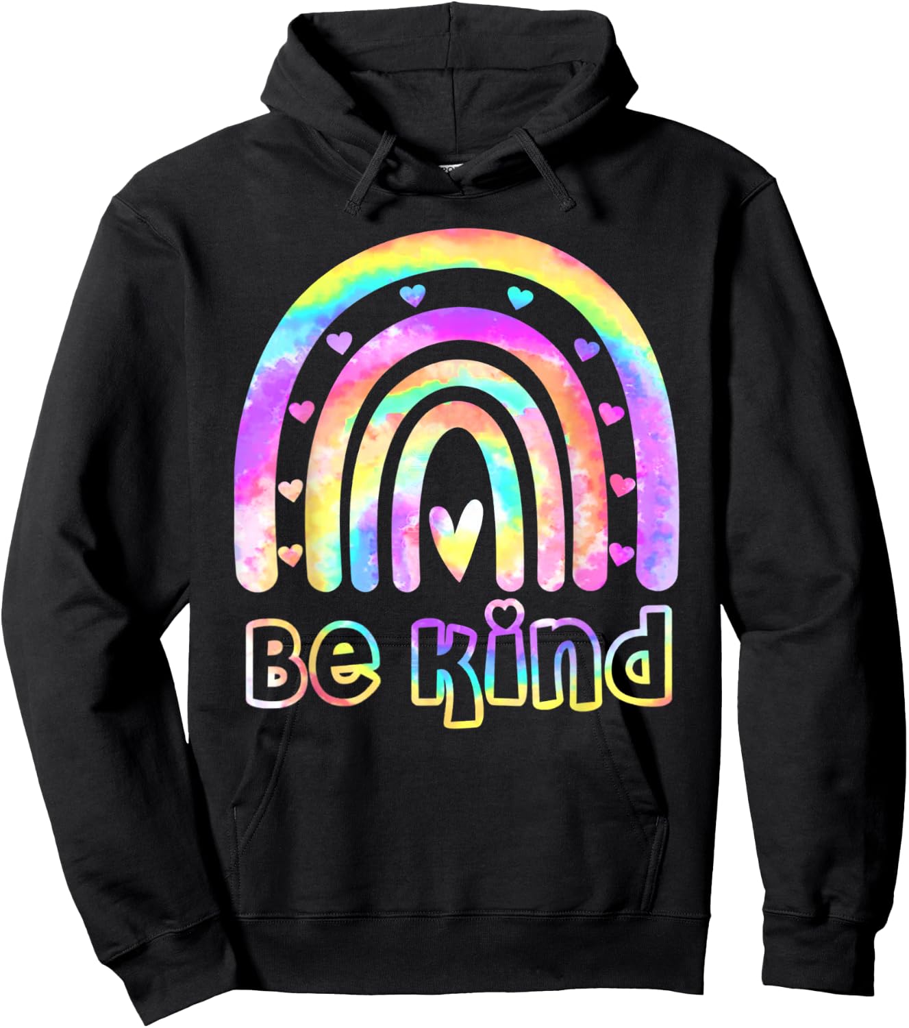 Be Kind Tie Dye Rainbow Choose Kindness Women Kids Girls Hoodie - Hoodie | Black