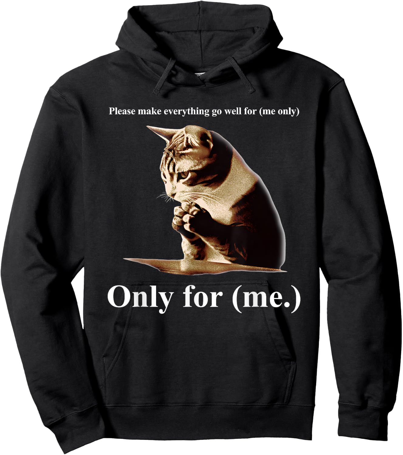Praying Cat Only For Me Men Women Hoodie - Hoodie | Black
