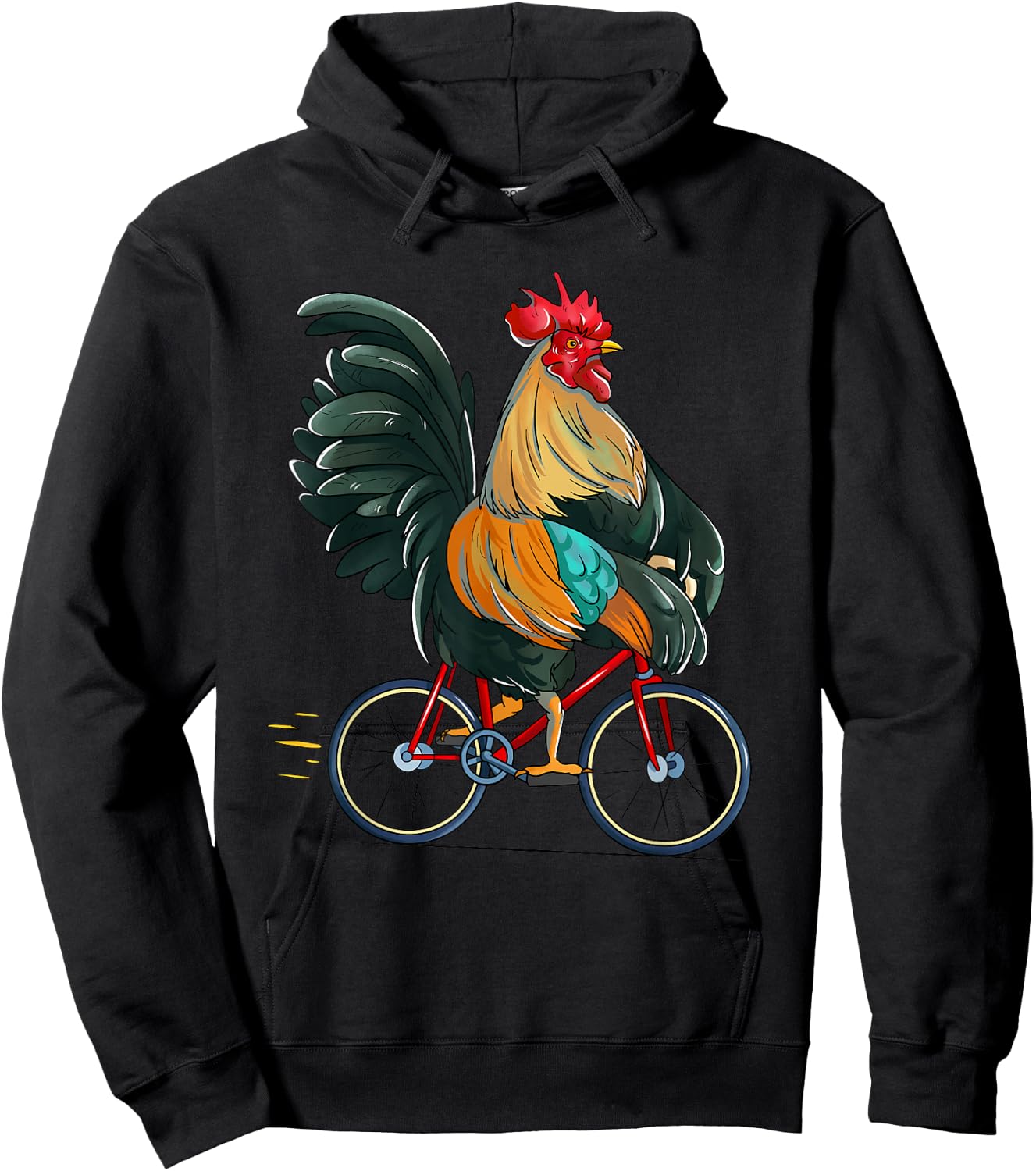 Rooster Riding Bicycle Cute Biker Cyclist Hoodie - Hoodie | Black