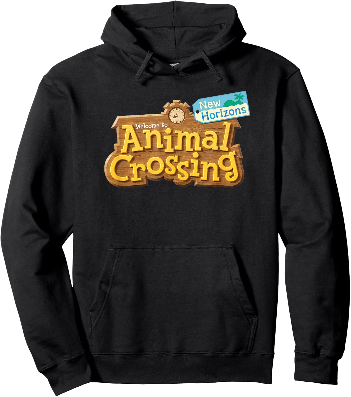 Animal Crossing: New Horizons Welcome Sign Front Logo Hoodie - Hoodie | Black