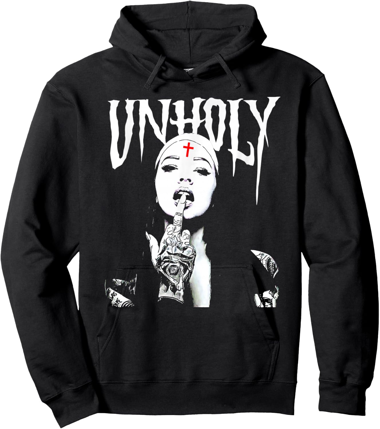 Satanic Nun Tattoos Unholy Hoodie - Hoodie | Black