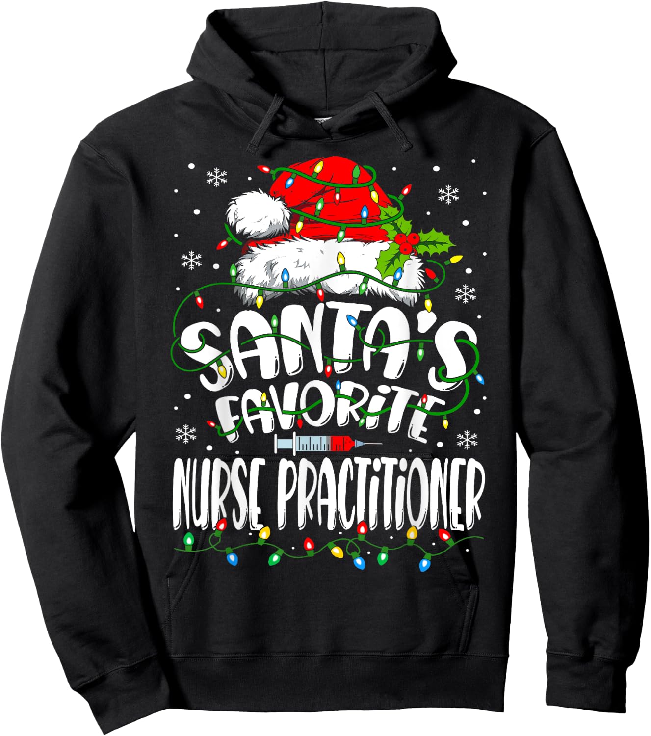 Santa Favorite Nurse Practitioner Christmas NP Nurse Hoodie - Hoodie | Black