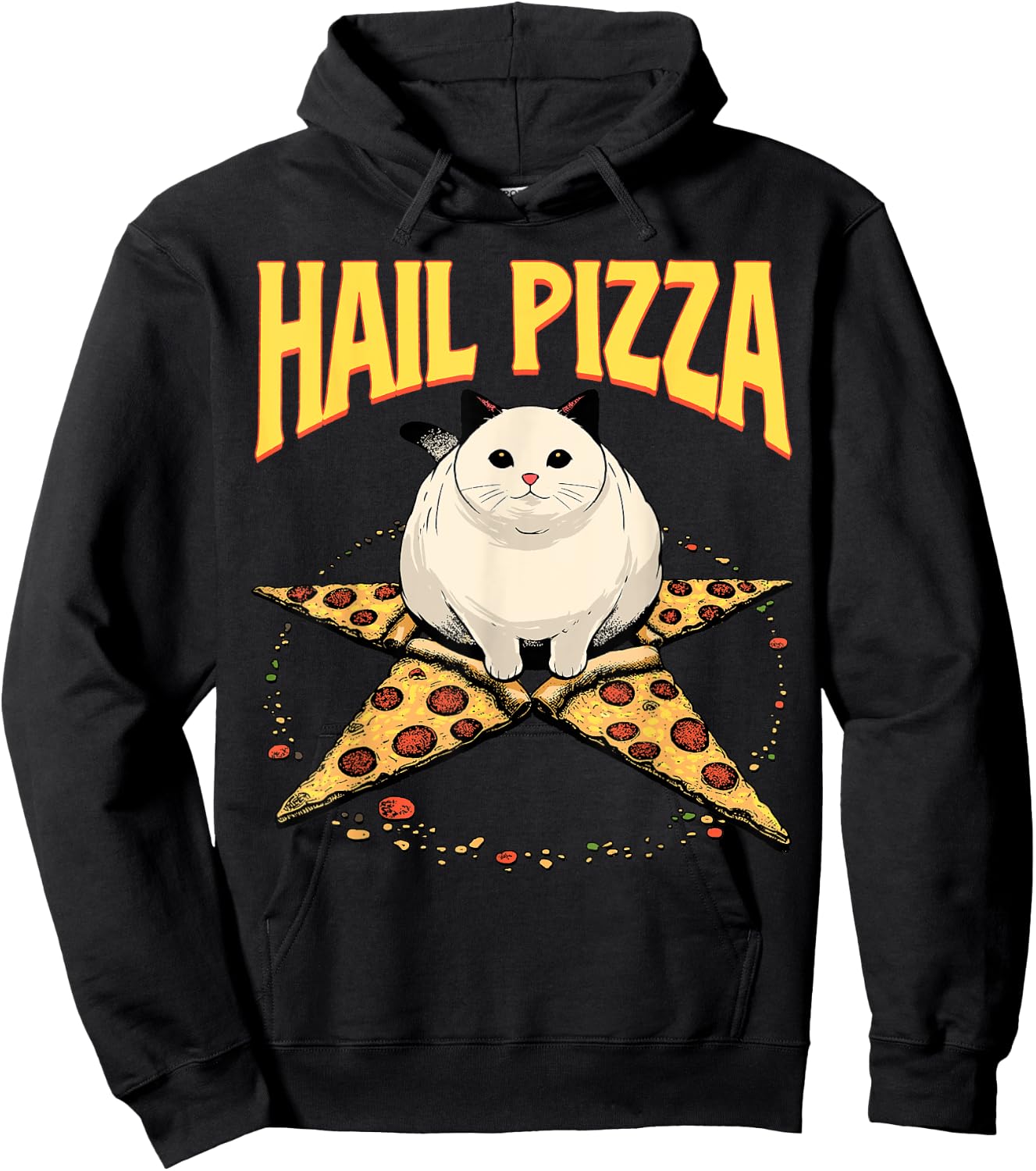 Hail Pizza Shirt Satanic Pizza Pentagram Cat Occult Lucifer Women Hoodie - Hoodie | Black