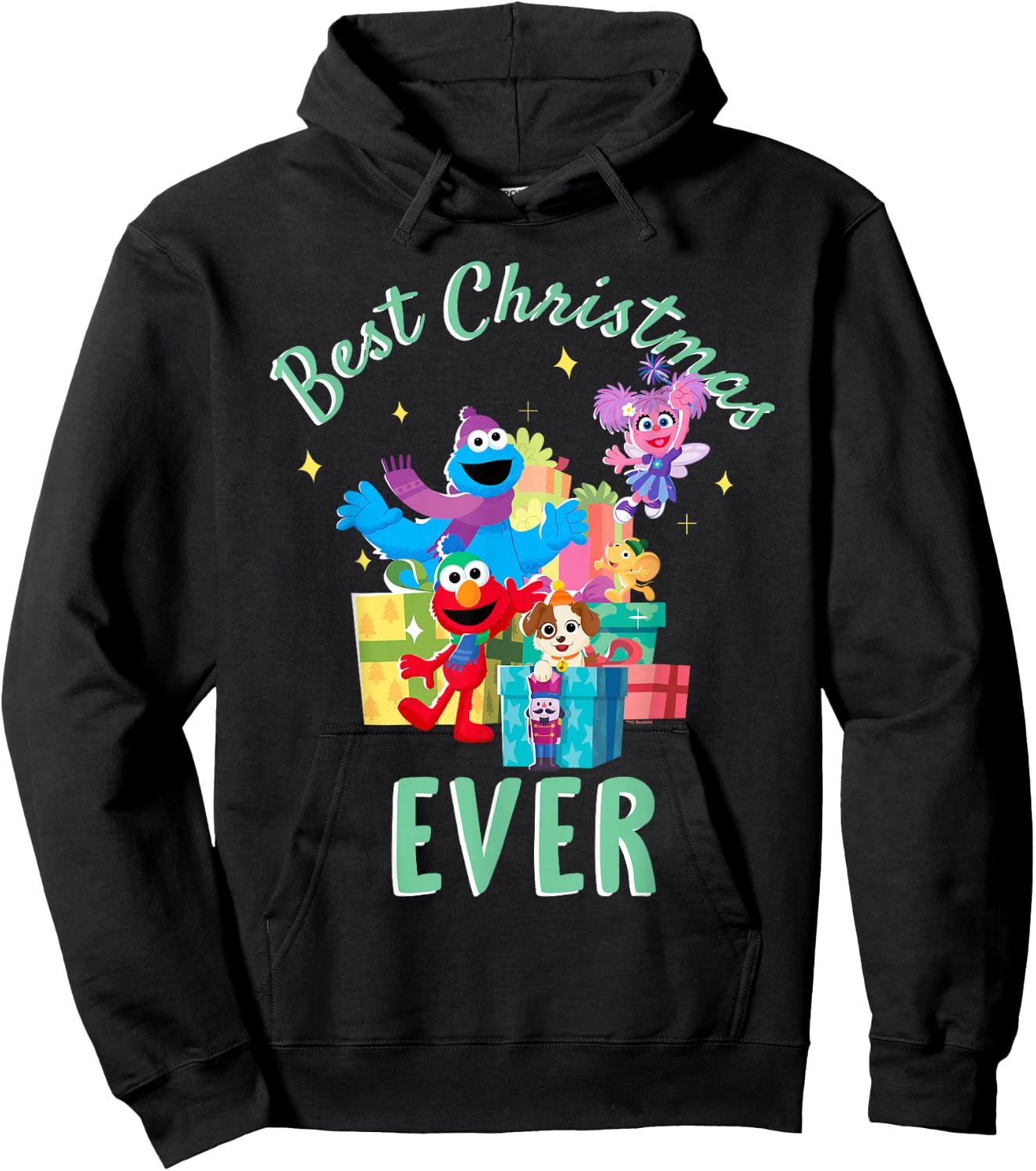 Sesame Street Merry Christmas Elmo, Tango, Abby Cadabby Hoodie - Hoodie | Black
