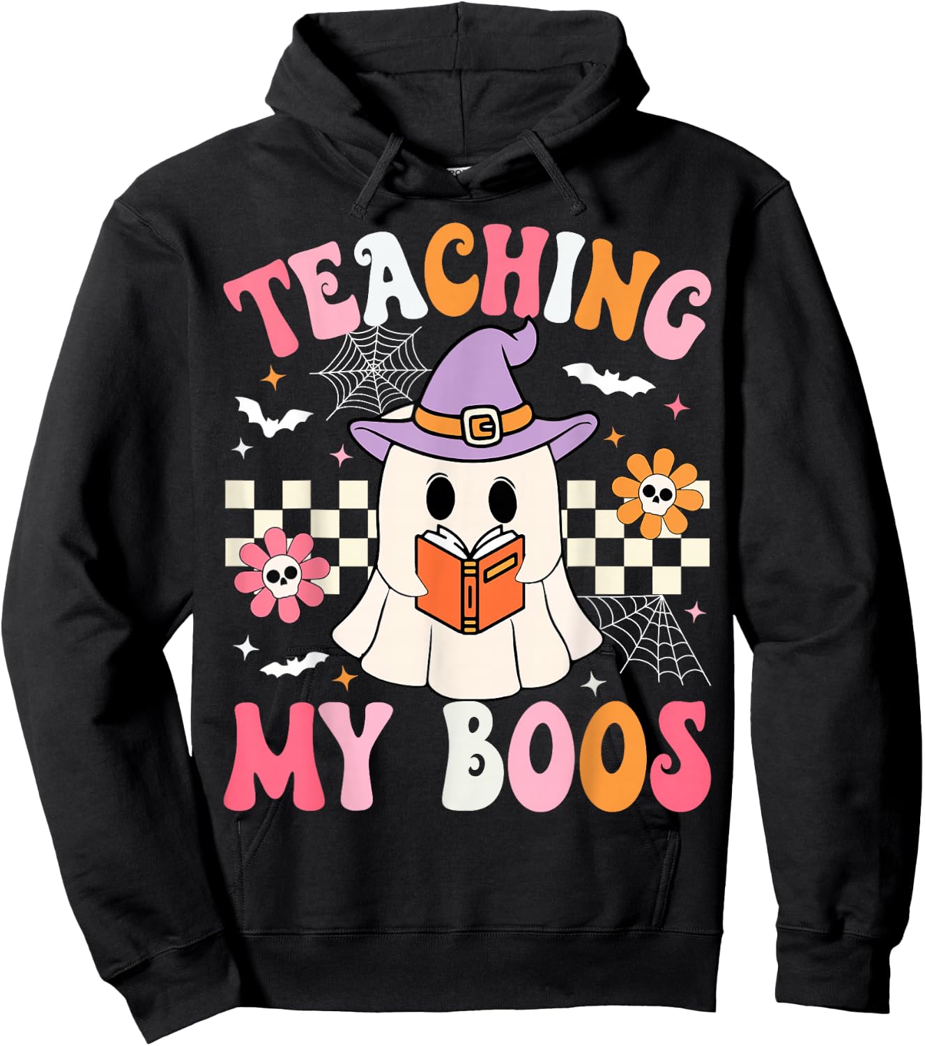 Groovy Teaching My Boos Teacher Ghost Halloween Teacher Hoodie - Hoodie | Black