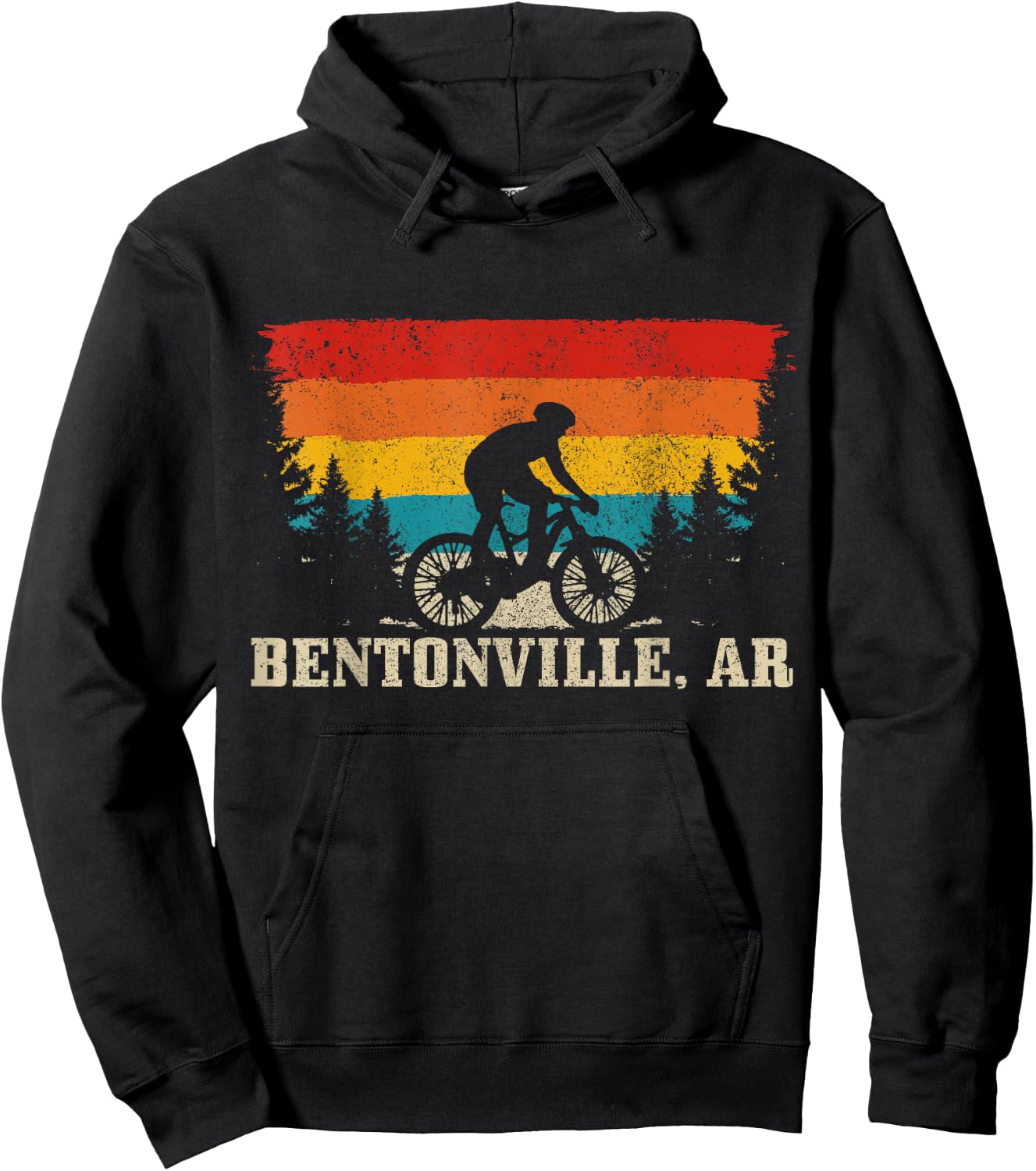 Bentonville Arkansas Vintage Mountain Bike Cycling Hoodie - Hoodie | Black