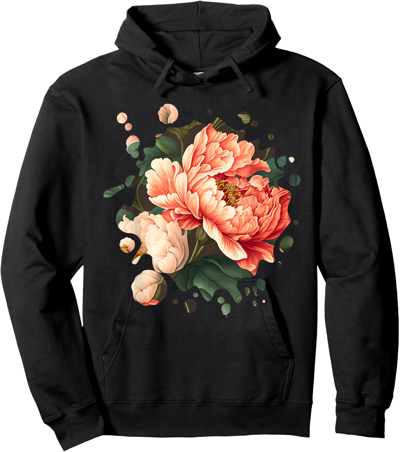 Vintage Peony Inspired Flower Plant Lover Funny gardening Hoodie - Hoodie | Black