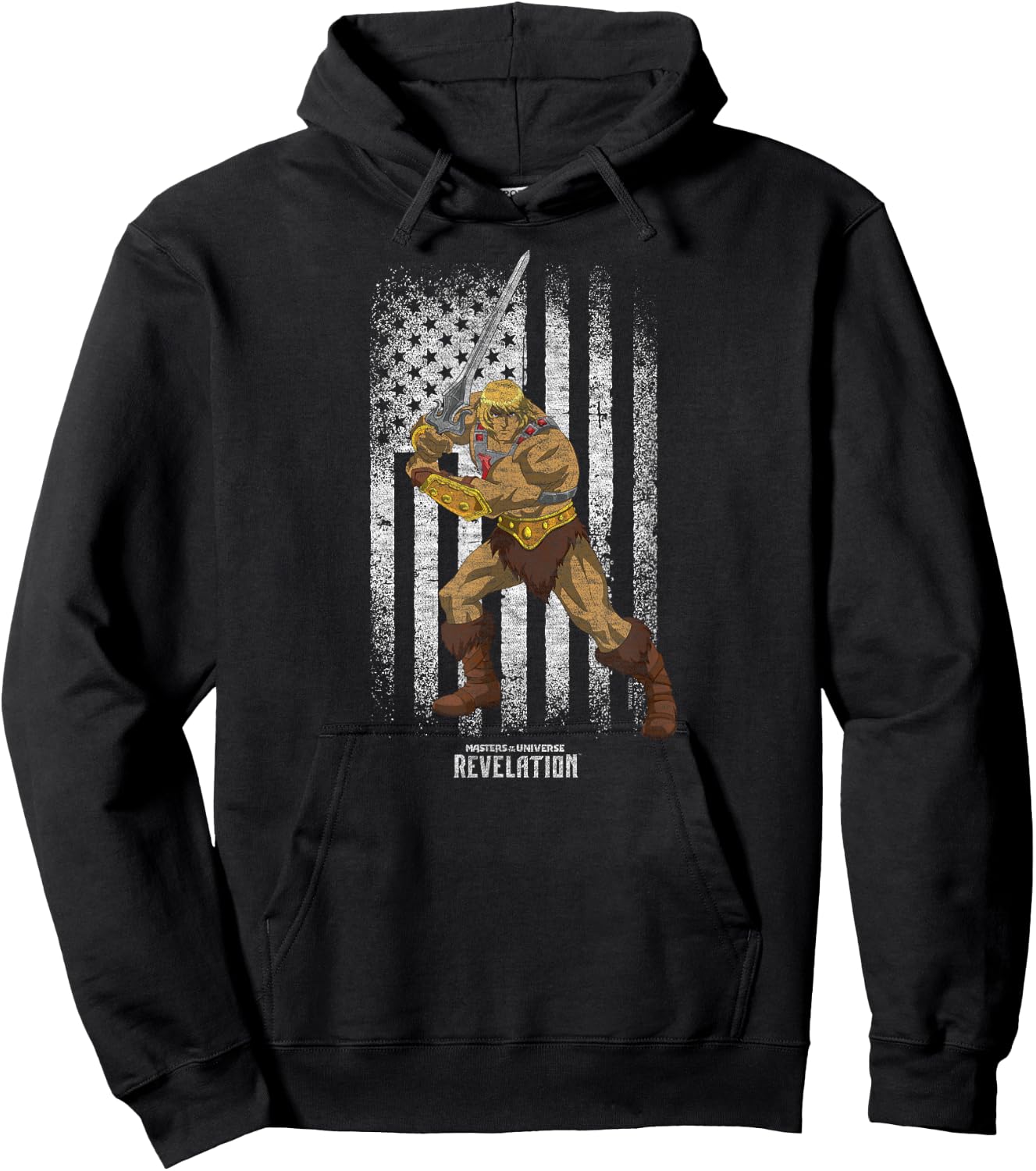 Masters of The Universe - He-Man Distressed Flag Hoodie - Hoodie | Black