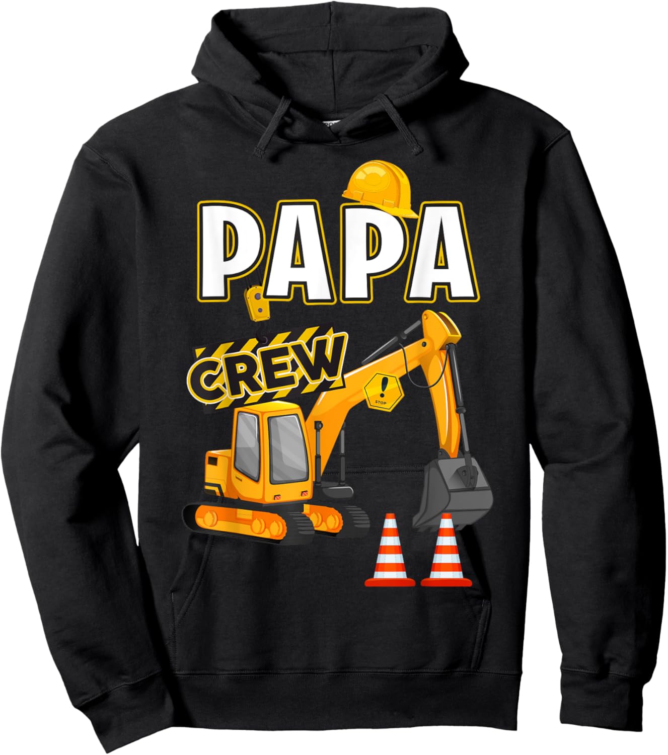 Papa of The Birthday Crew Construction B-Day Matching Family Hoodie - Hoodie | Black