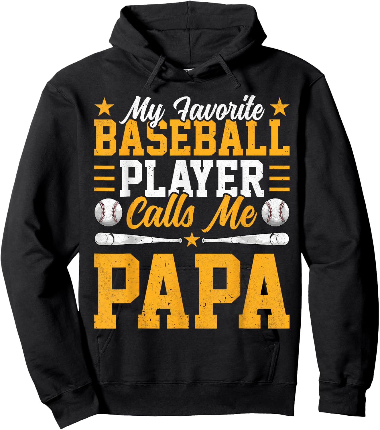 My Favorite Baseball Player Calls Me Papa Funny Fathers Day Hoodie - Hoodie | Black