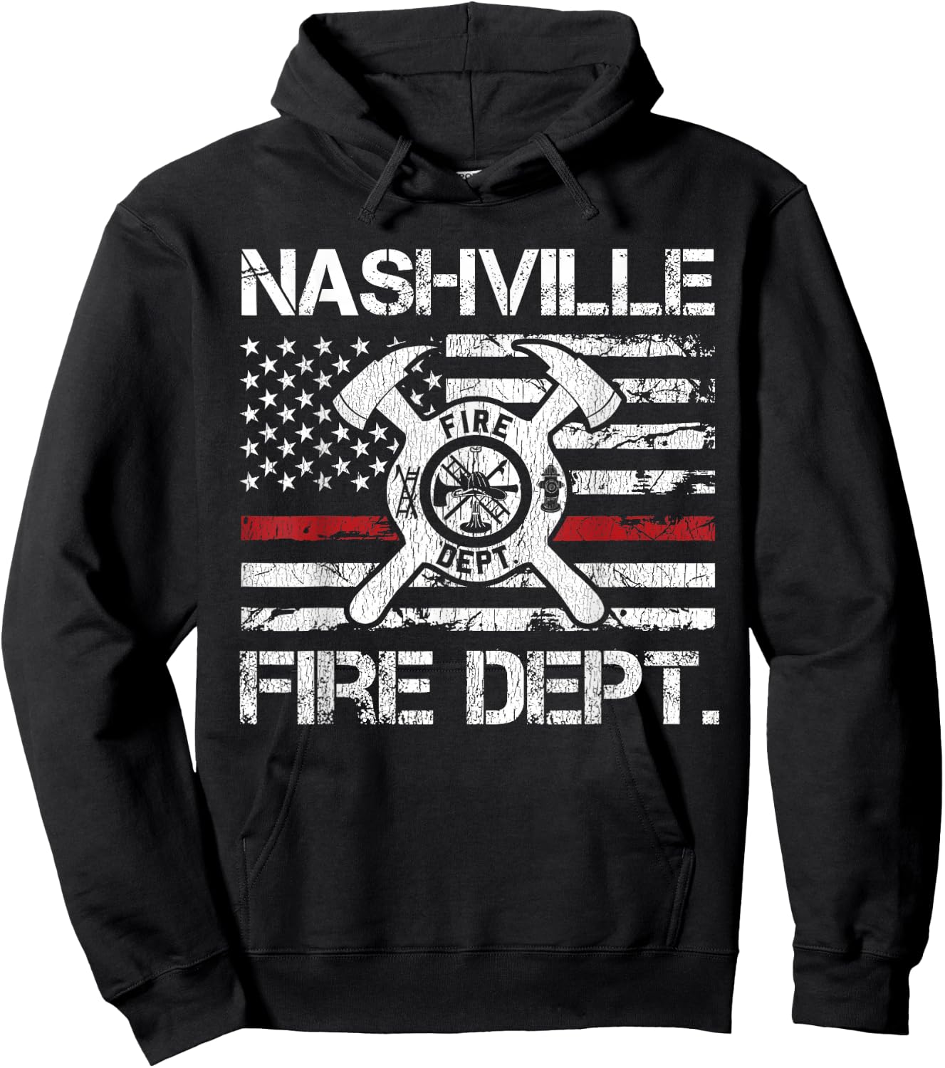 Nashville Tennessee Fire Department Thin Red Line Fireman Hoodie - Hoodie | Black