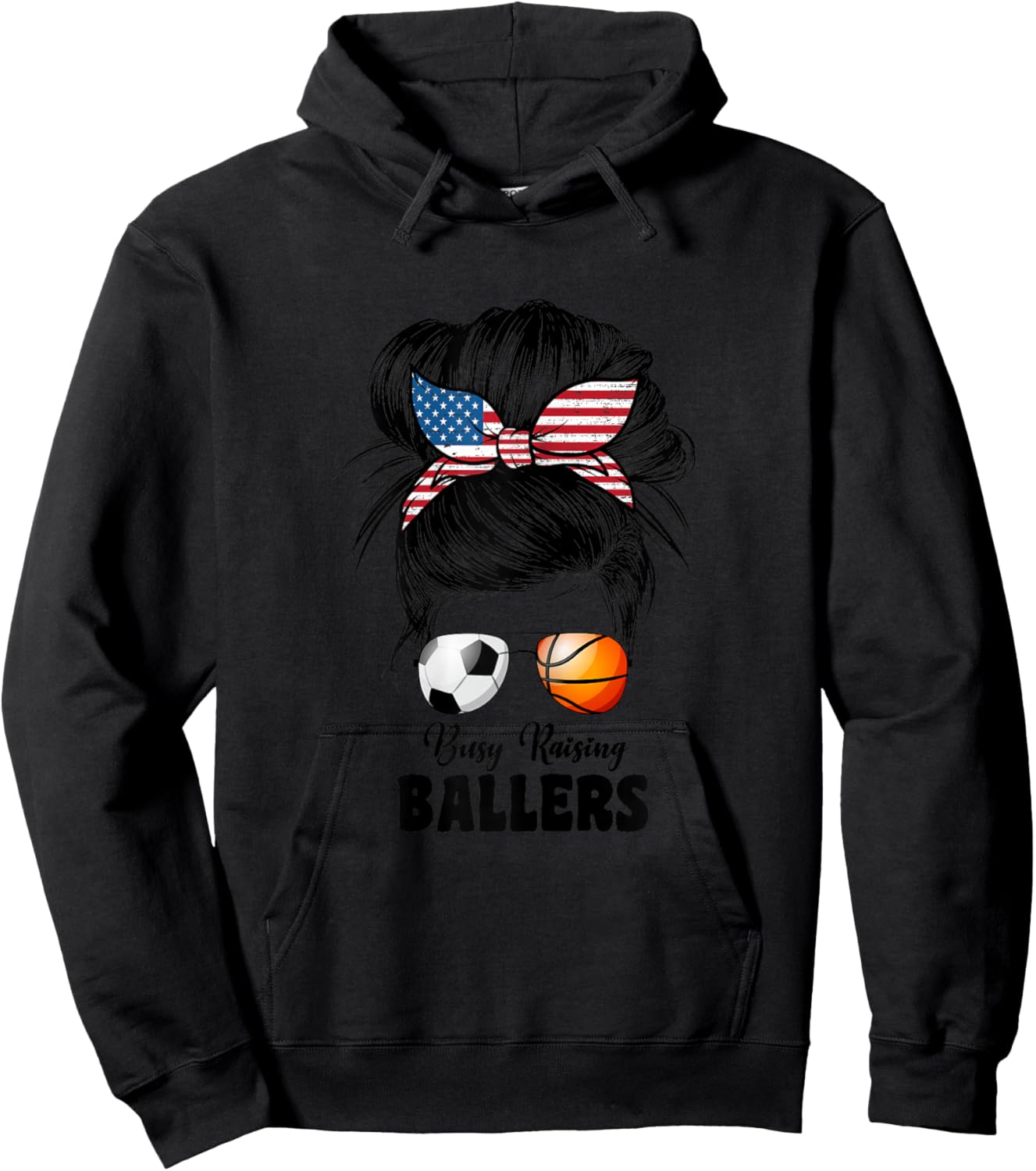 Busy Raising Ballers Soccer And Basketball Mom Mom Hoodie - Hoodie | Black