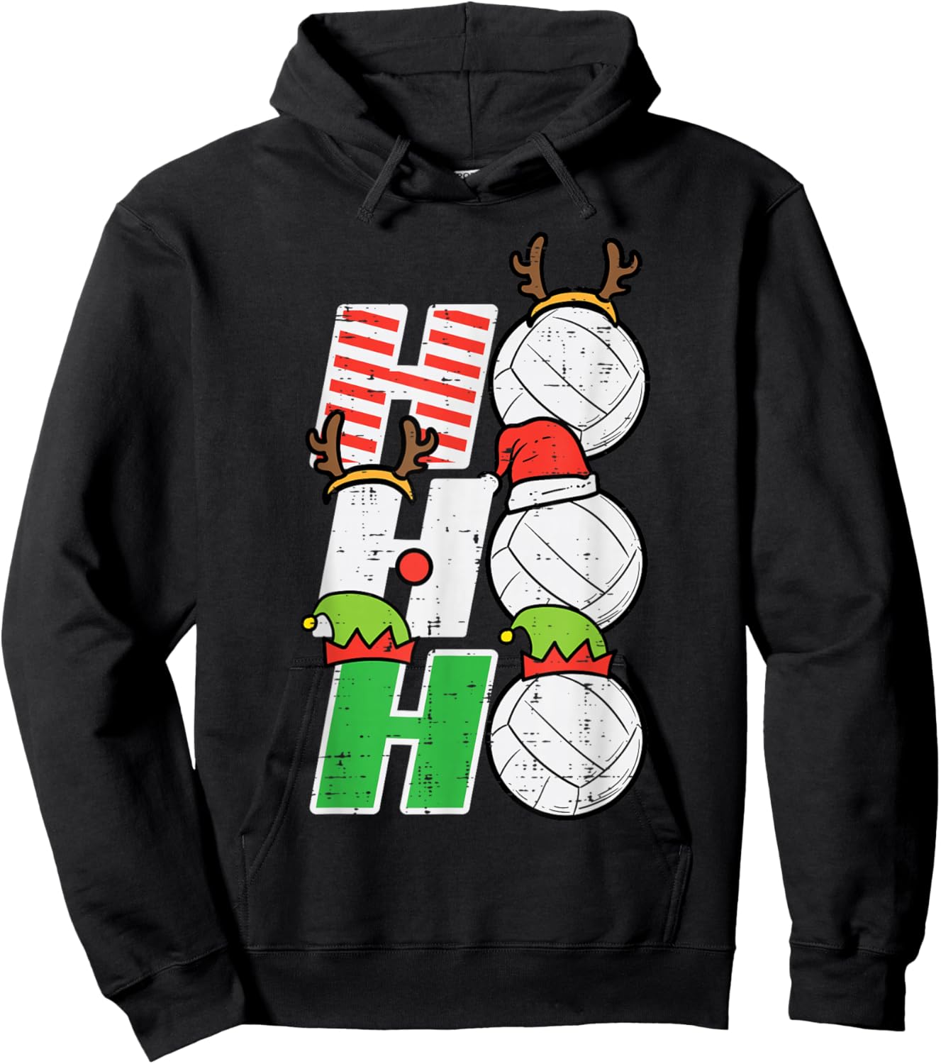 Christmas Volleyball Ho Ho Ho Xmas Sports Men Women Kids Hoodie - Hoodie | Black