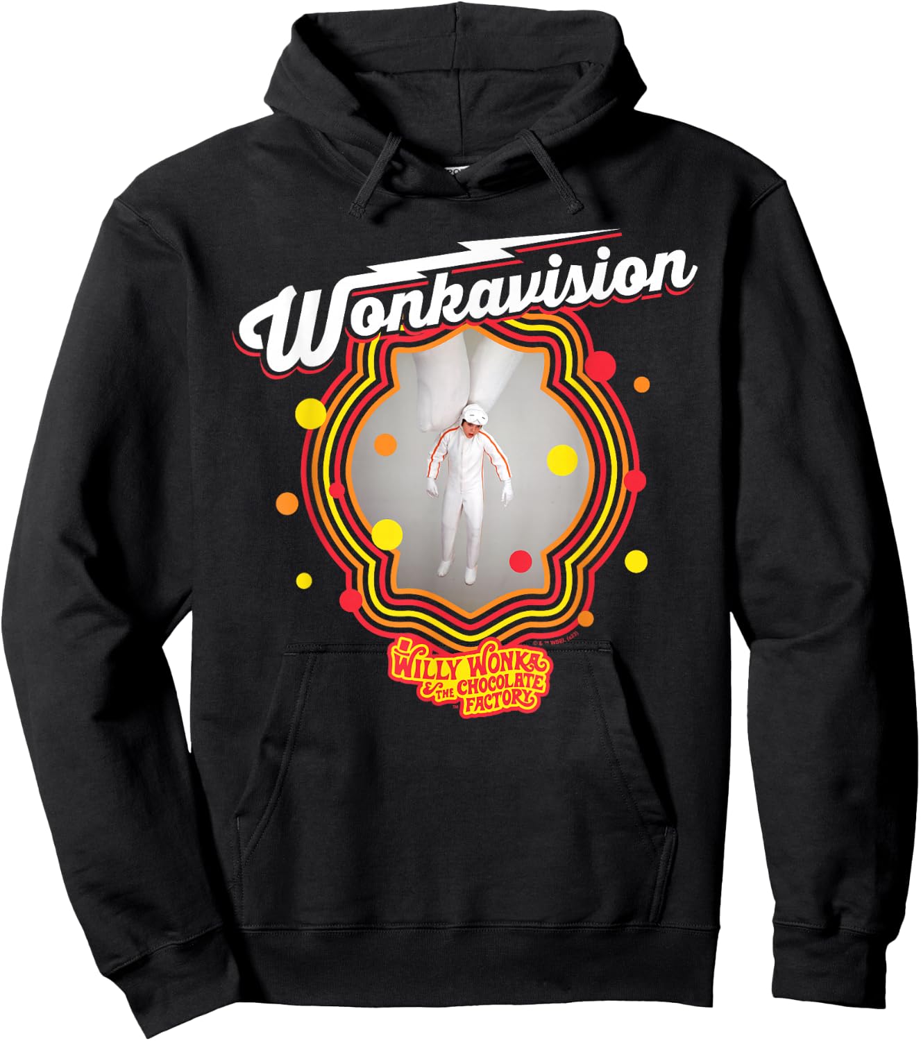 Willy Wonka & The Chocolate Factory - -Adults, Black, Small, Short Sleeve, Solid with Graphic Print, , Modern, Casual, Movie Fans, Casual Clothing Enthusiasts, Vacationers Hoodie - Hoodie | Black