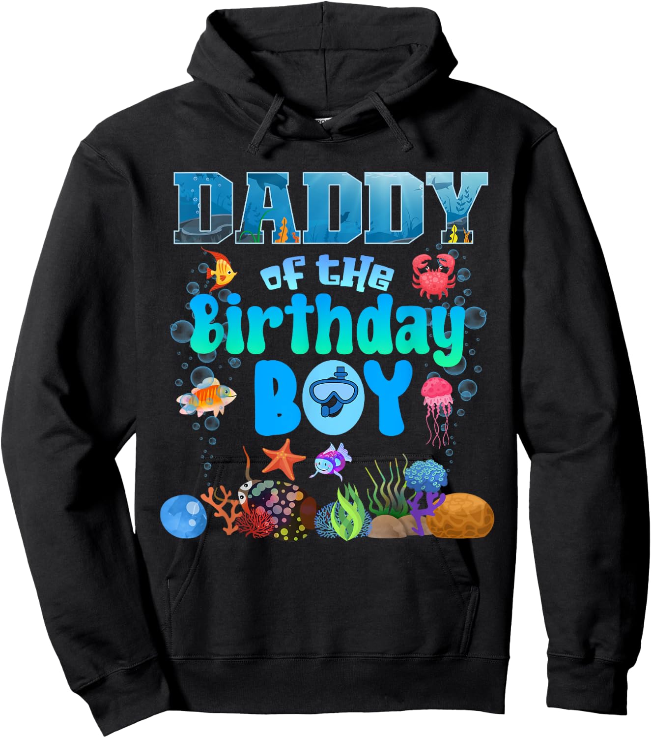 Daddy Of The Birthday Boy Aquarium Sea Animals Matching Hoodie - Hoodie | Black