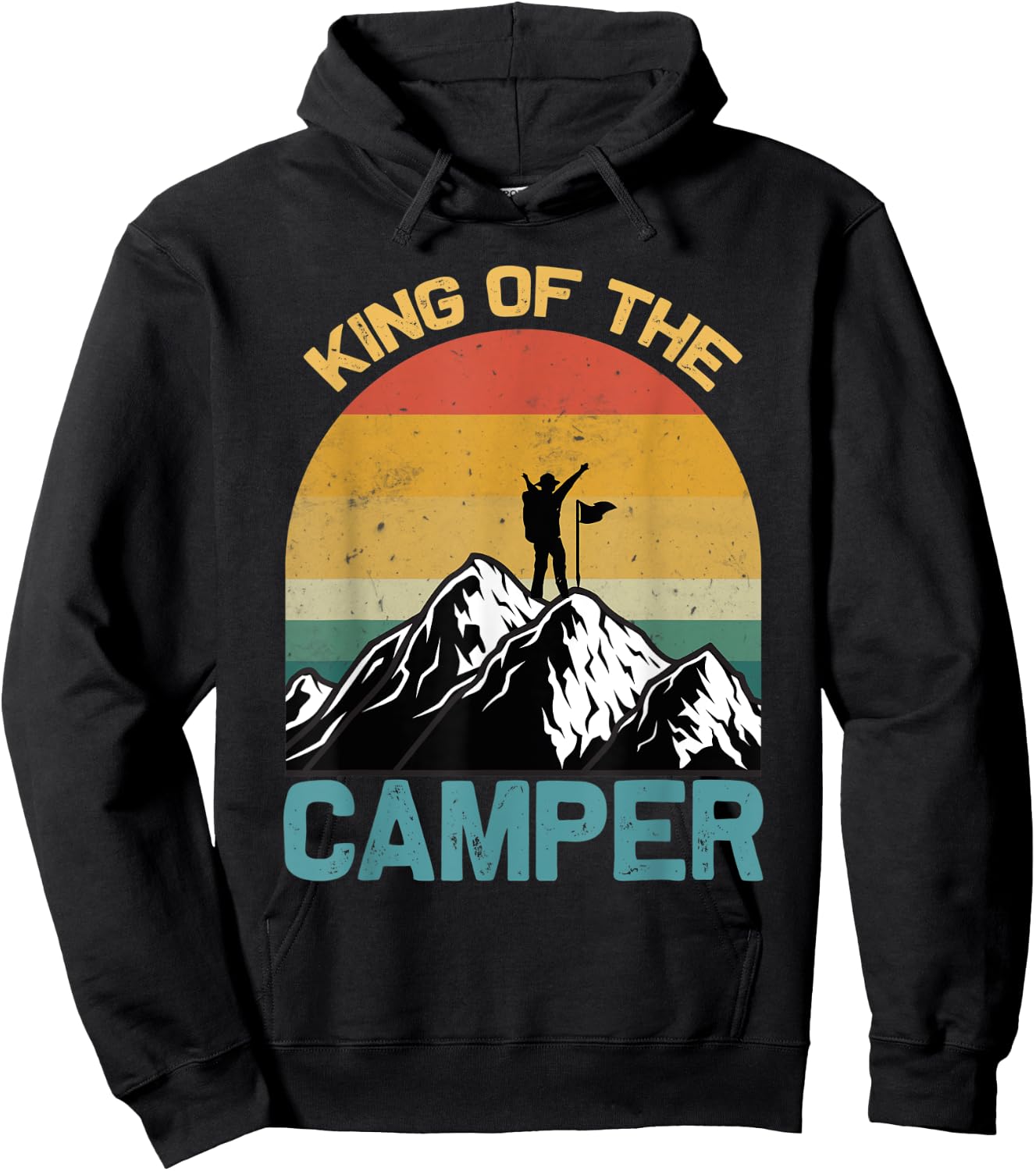 King of the Camper Matching Camping Travel Retro Vintage Hoodie - Hoodie | Black