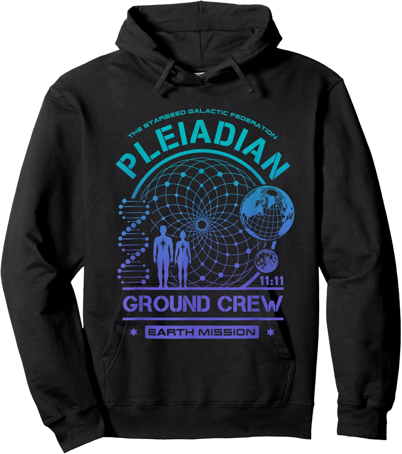 Pleiadian Starseed Earth Mission Ground Crew Hoodie - Hoodie | Black