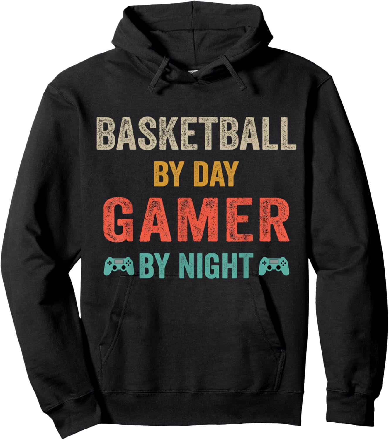 Basketball By Day Gamer By Night Lover Gaming Hoodie - Hoodie | Black