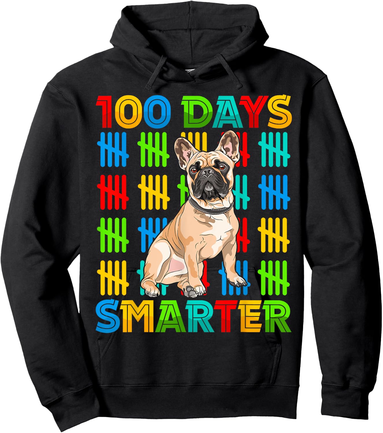 100 Days Smarter Frenchie Dog Lovers 100 Days Of School Kids Hoodie - Hoodie | Black
