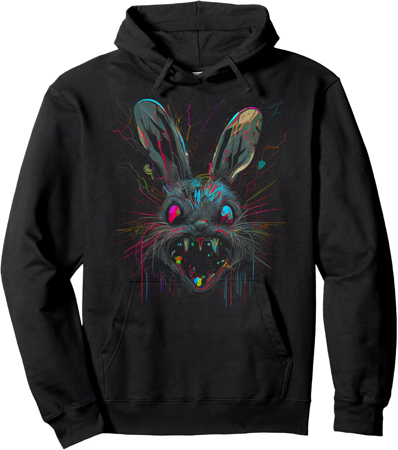 Psycho Crazy Paint Bunny Horror Easter and Halloween Hoodie - Hoodie | Black