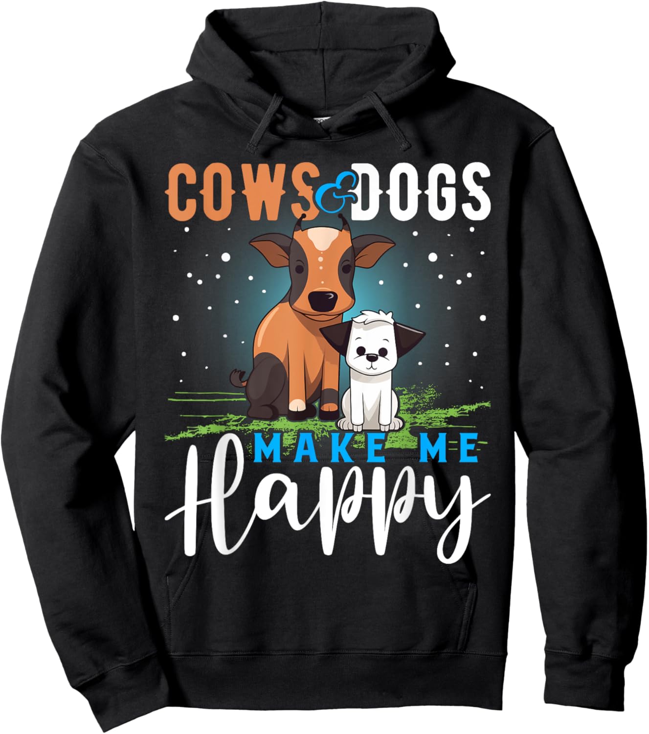 Cows and Dogs Make Me Happy T Shirt Funny Cow Cattle Hoodie - Hoodie | Black