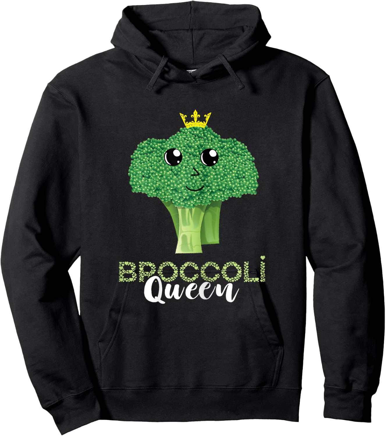 Broccoli Queen Crown Vegetarian Eating Broccoli Vegan Hoodie - Hoodie | Black