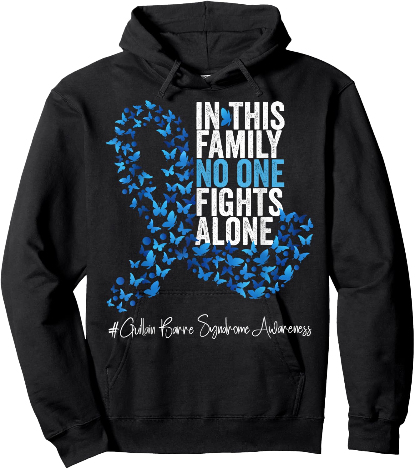 Guillain Barre Syndrome Awareness Month Blue Ribbon Hoodie - Hoodie | Black