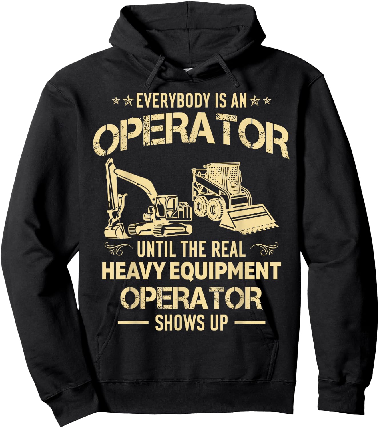 Heavy Equipment Operator Vintage Construction Worker Funny Hoodie - Hoodie | Black