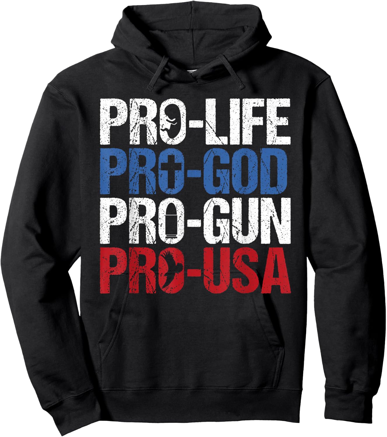 Pro Life God Gun USA Conservative Republican Pro America Hoodie - Hoodie | Black