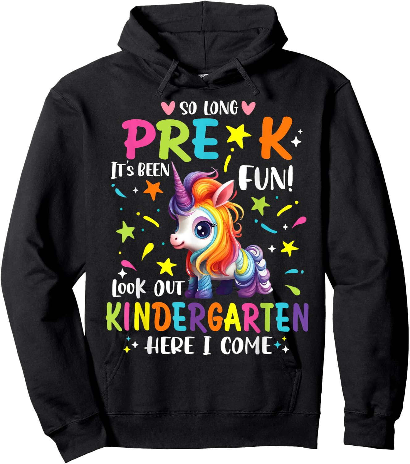 So Long Pre-K Kindergarten Here I Come Unicorn Graduation Hoodie - Hoodie | Black