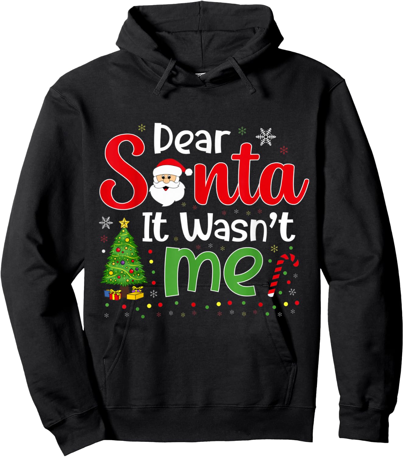 Dear Santa It Wasn't Me Funny Family Christmas Party Hoodie - Hoodie | Black