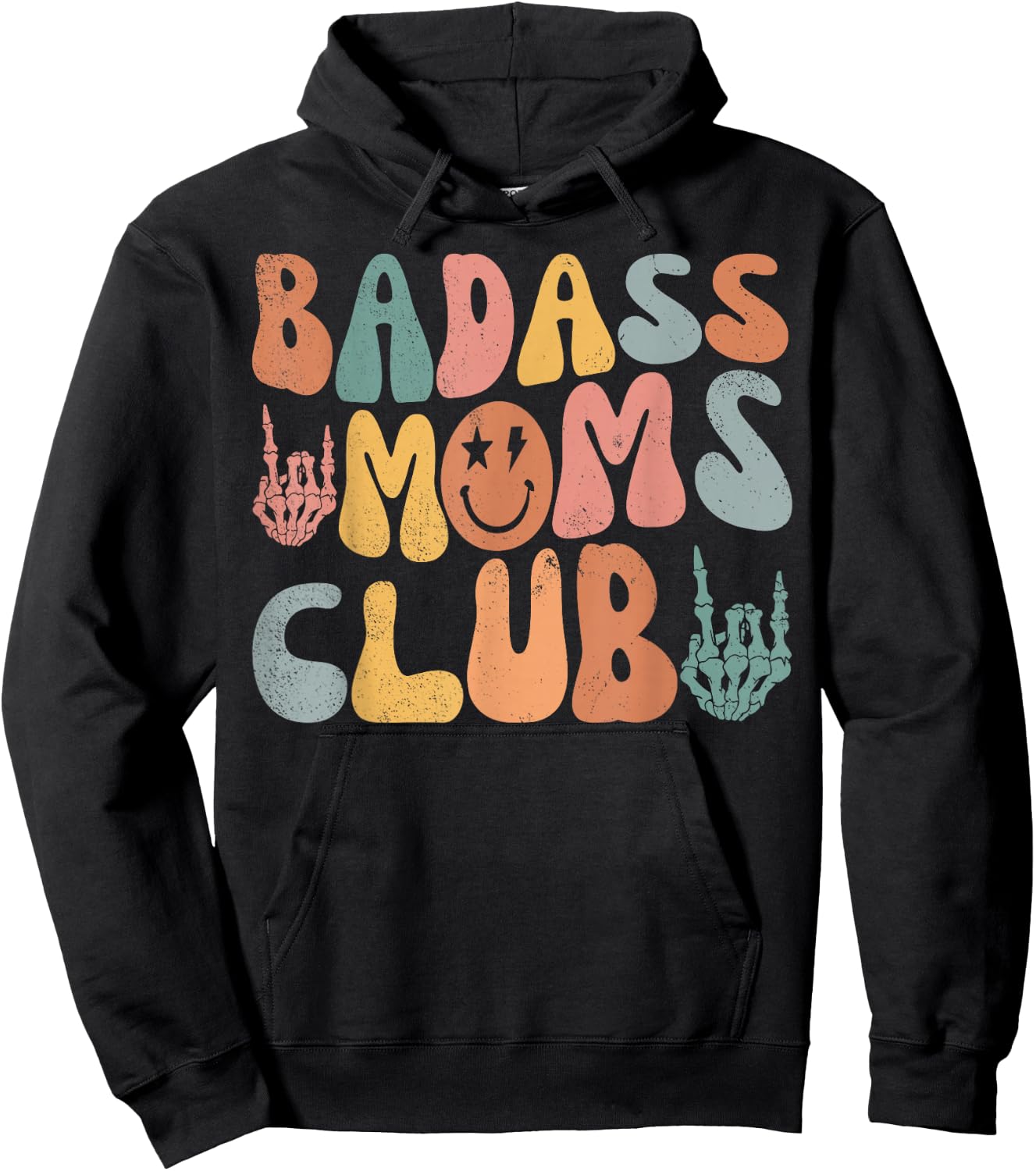 Groovy Badass Moms Club Cool Mom Funny Family Humor Retro Hoodie - Hoodie | Black