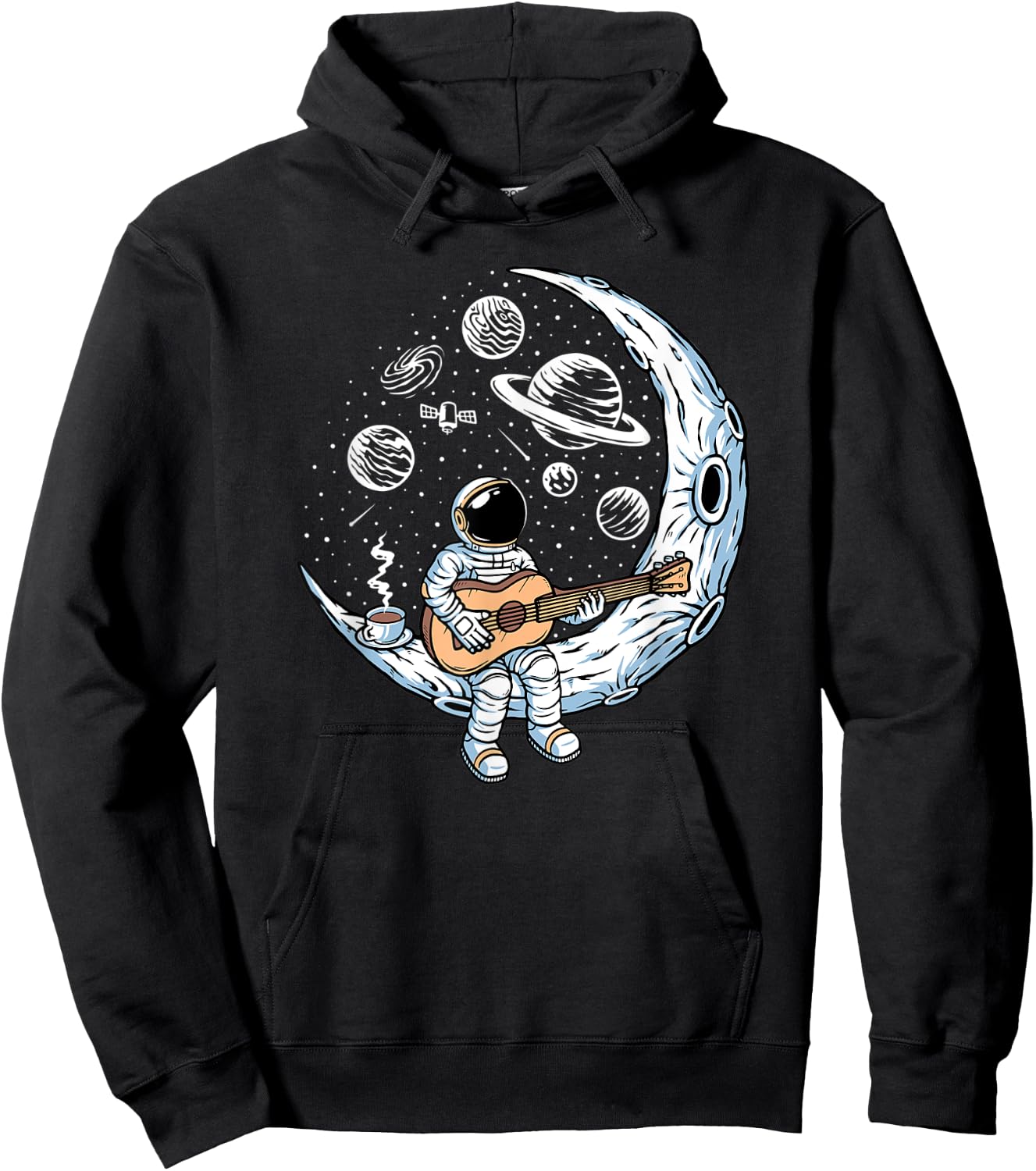 Astronaut playing guitar on the moon Spaceman allspace Hoodie - Hoodie | Black