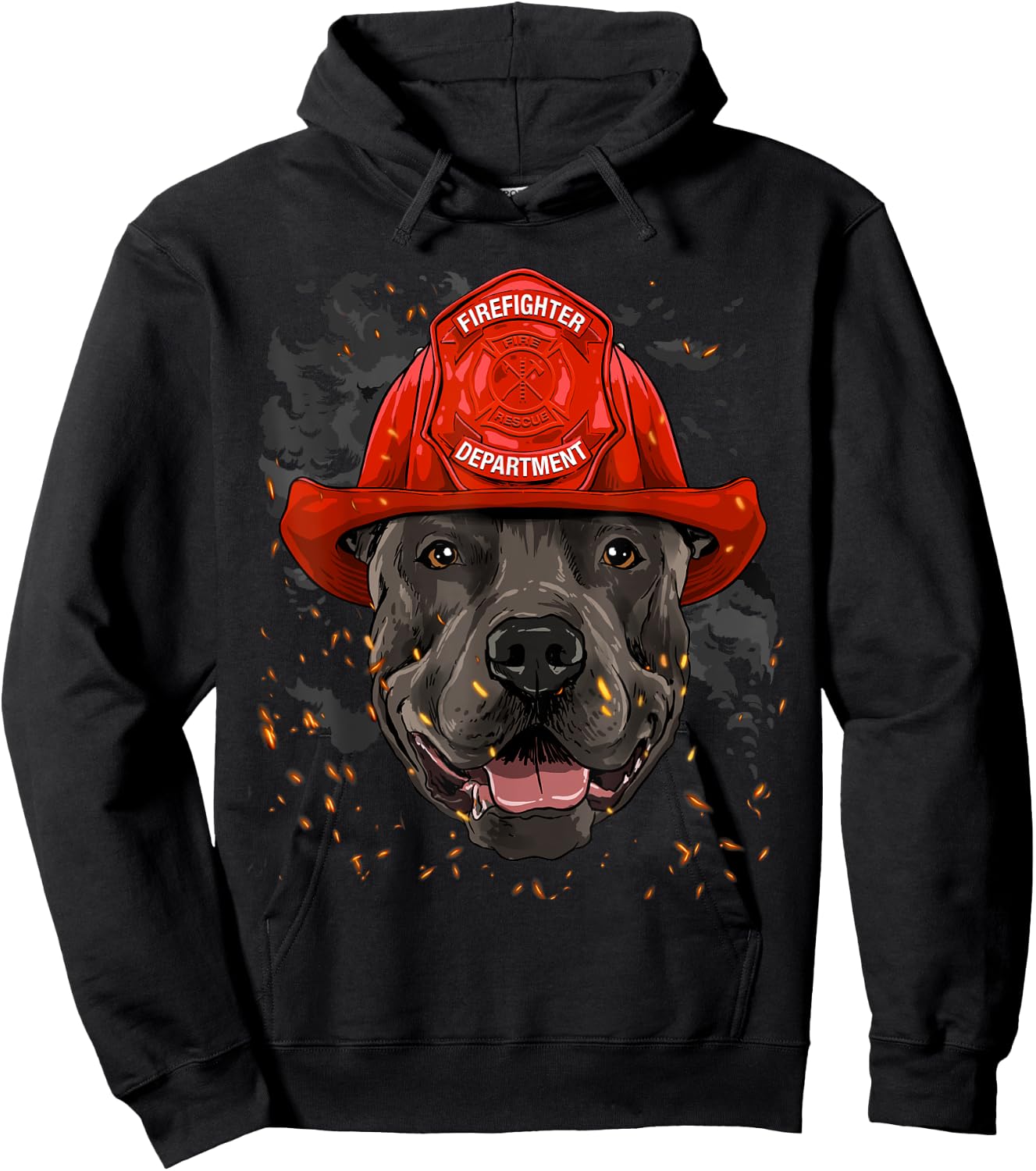 Firefighter American Pit Bull Terrier Fire Department Dog Hoodie - Hoodie | Black