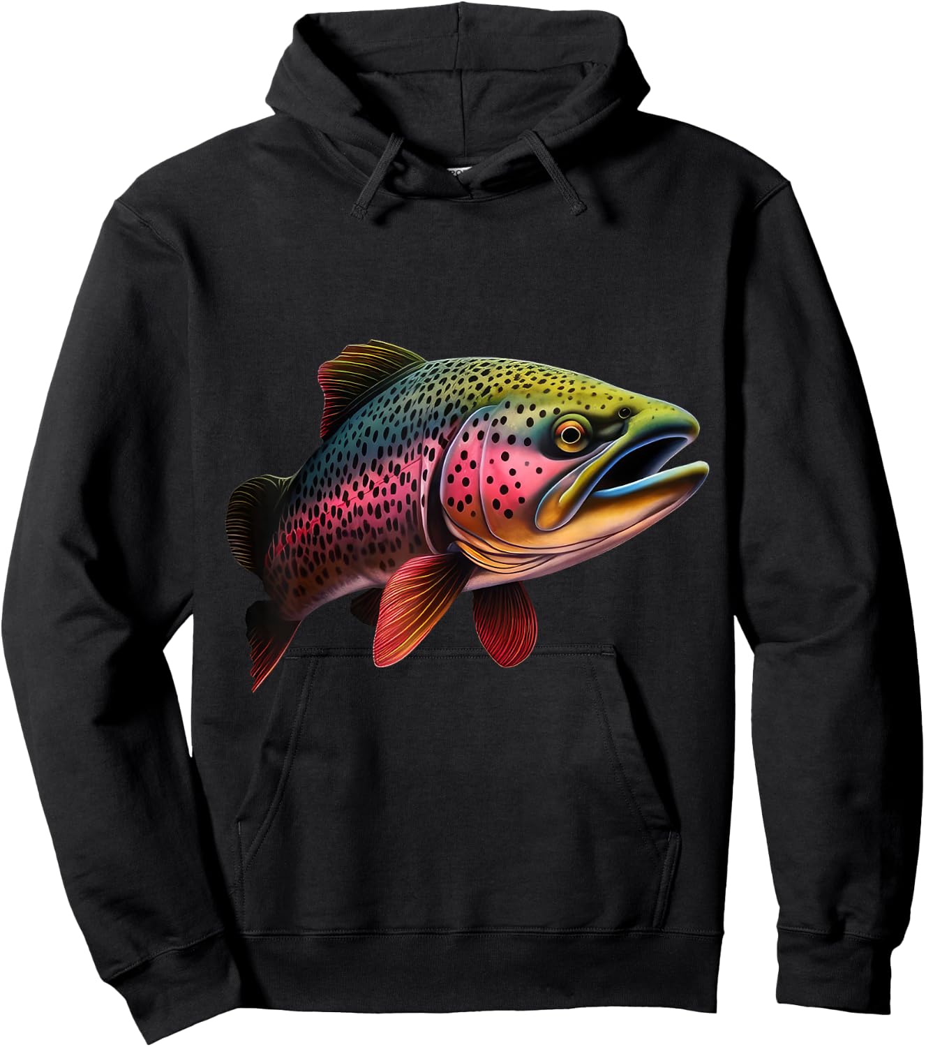 Rainbow Trout Graphic - Bold Fishing Wildlife Design Hoodie - Hoodie | Black