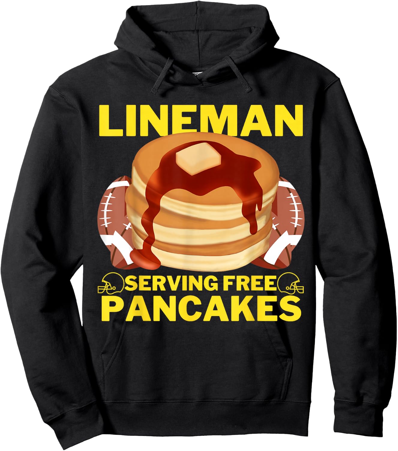 Lineman Serving Pancakes Football Lineman Hoodie - Hoodie | Black