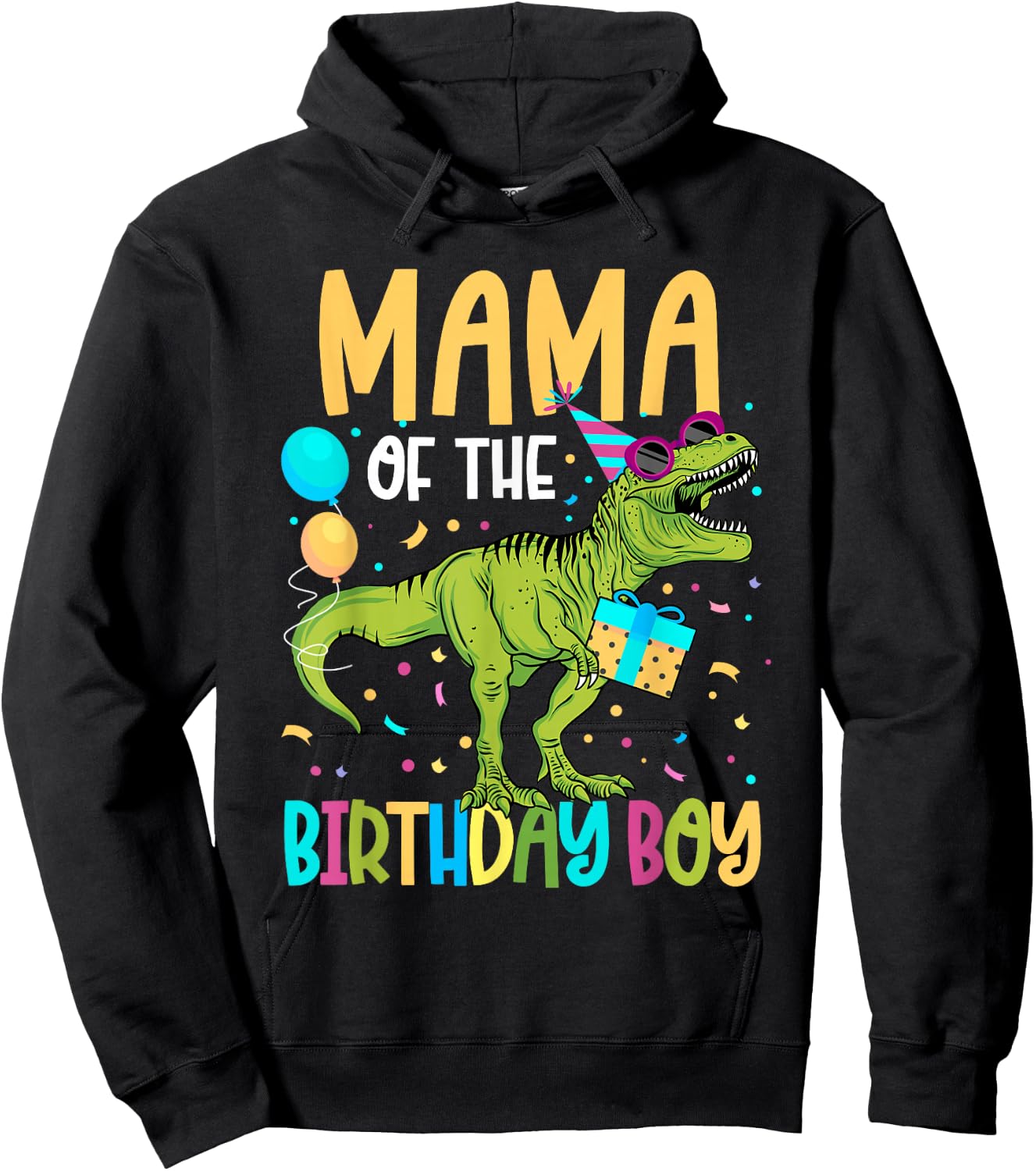 Mama of The Birthday Boy Family Matching Dinosaur Squad Hoodie - Hoodie | Black