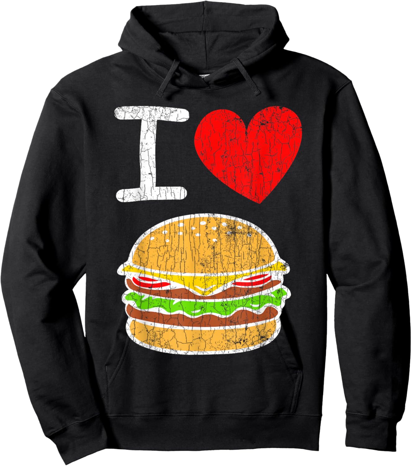 I Love Burgers Funny Hamburger Cheeseburger Graphic Hoodie - Hoodie | Black