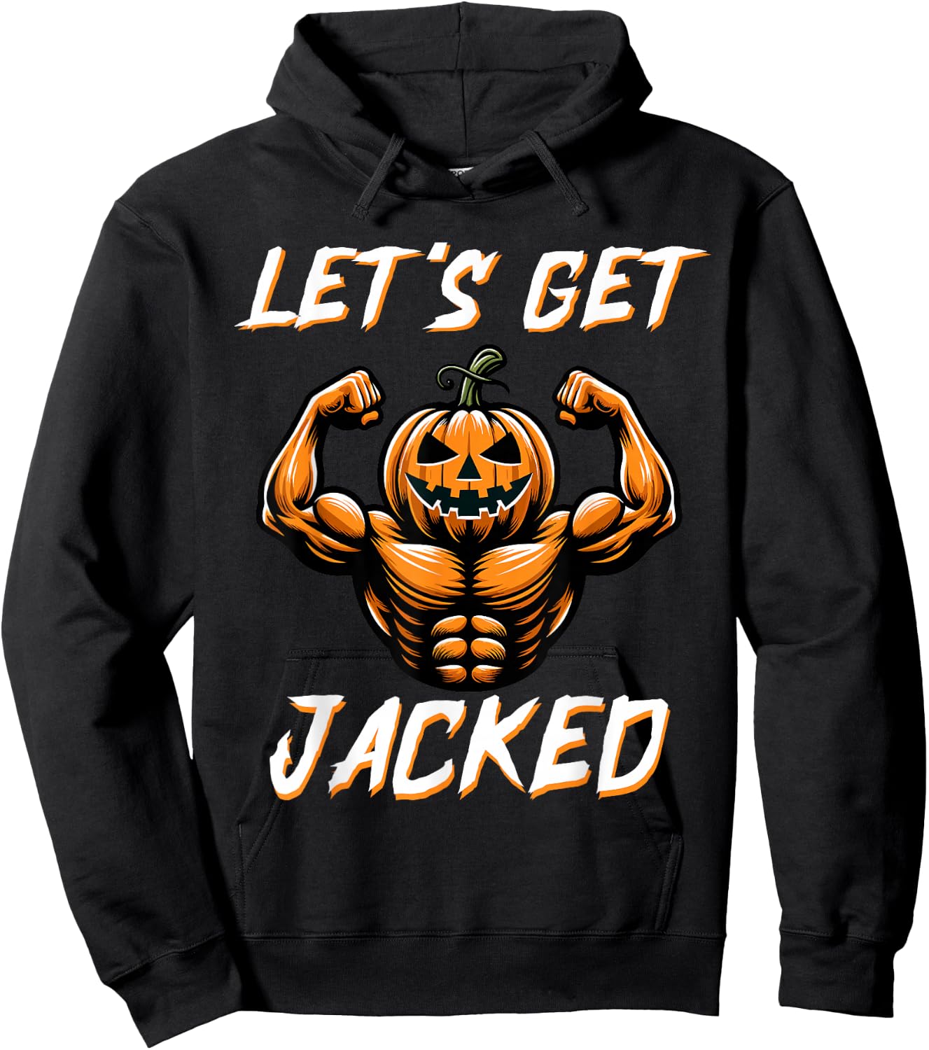 Let's Get Jacked Funny Halloween Gym Workout Jack O Lantern Hoodie - Hoodie | Black