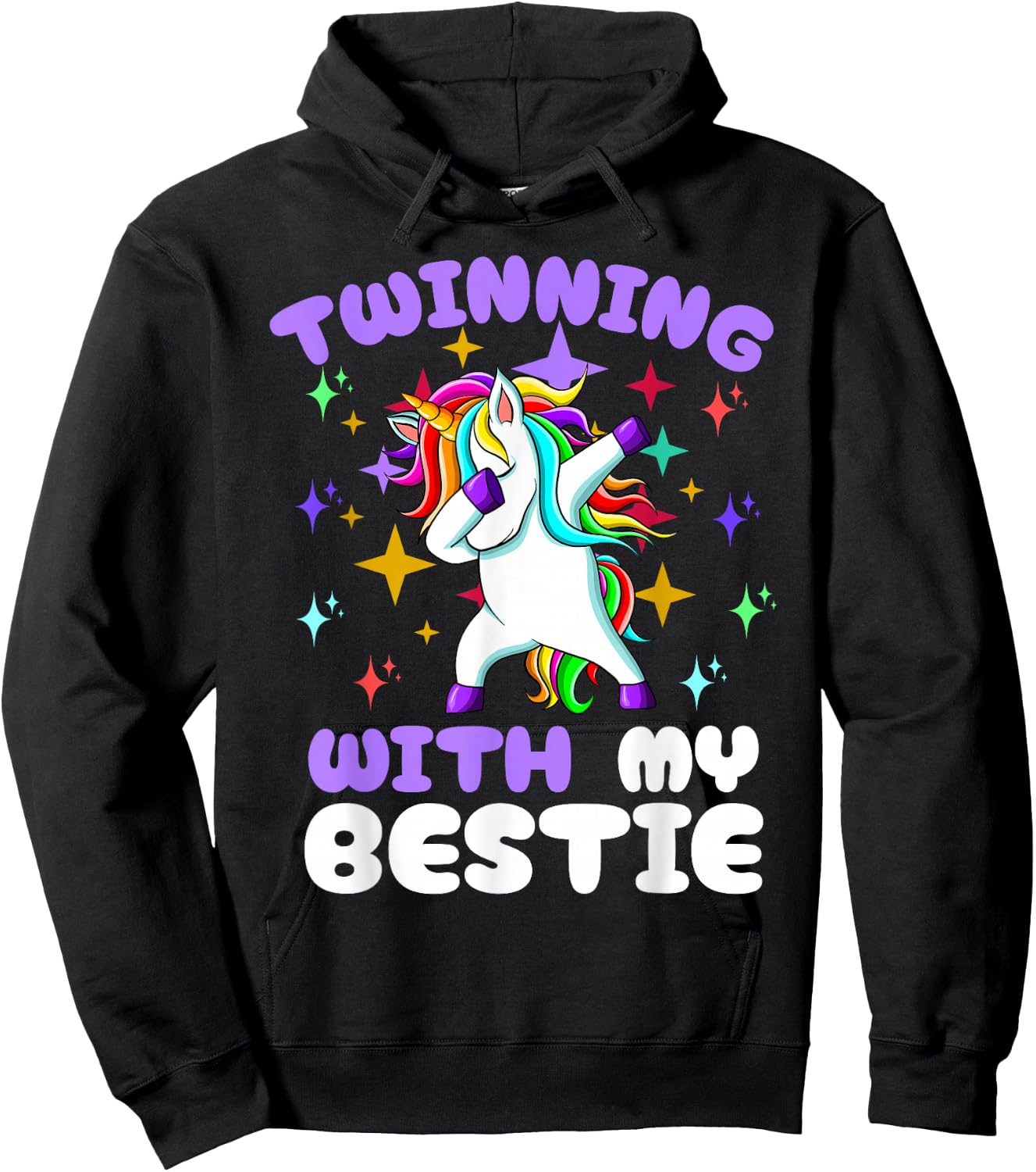 Twinning Unicorn Bestie Spirit Week Twin Day Best Friend Hoodie - Hoodie | Black