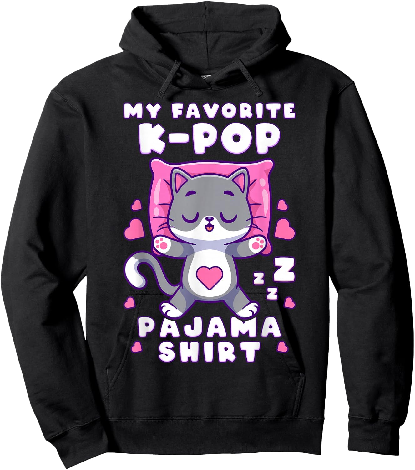 K-Pop Music Sleeping Cat K-Pop Pajamas Hoodie - Hoodie | Black