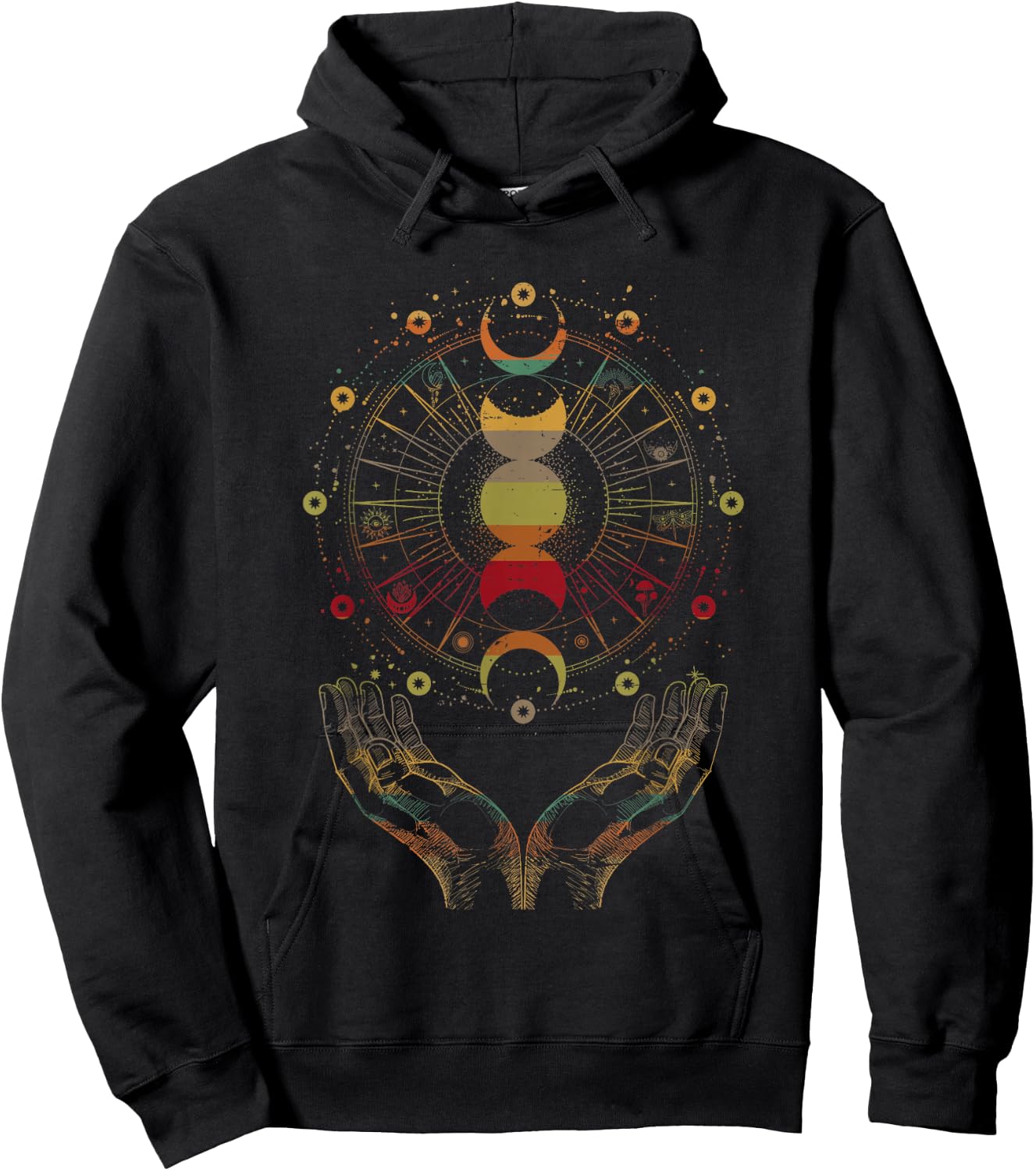 Celestial Moon Phases Retro Astrology Enchantment Hoodie - Hoodie | Black