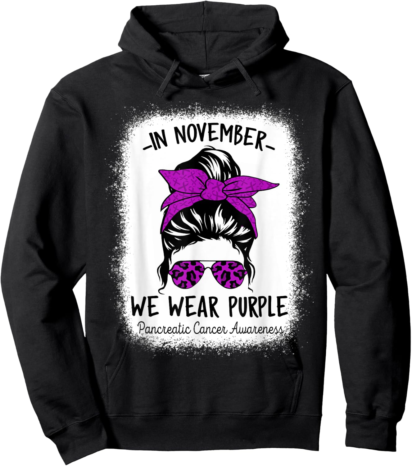 Women In November We Wear Purple Pancreatic Cancer Awareness Hoodie - Hoodie | Black