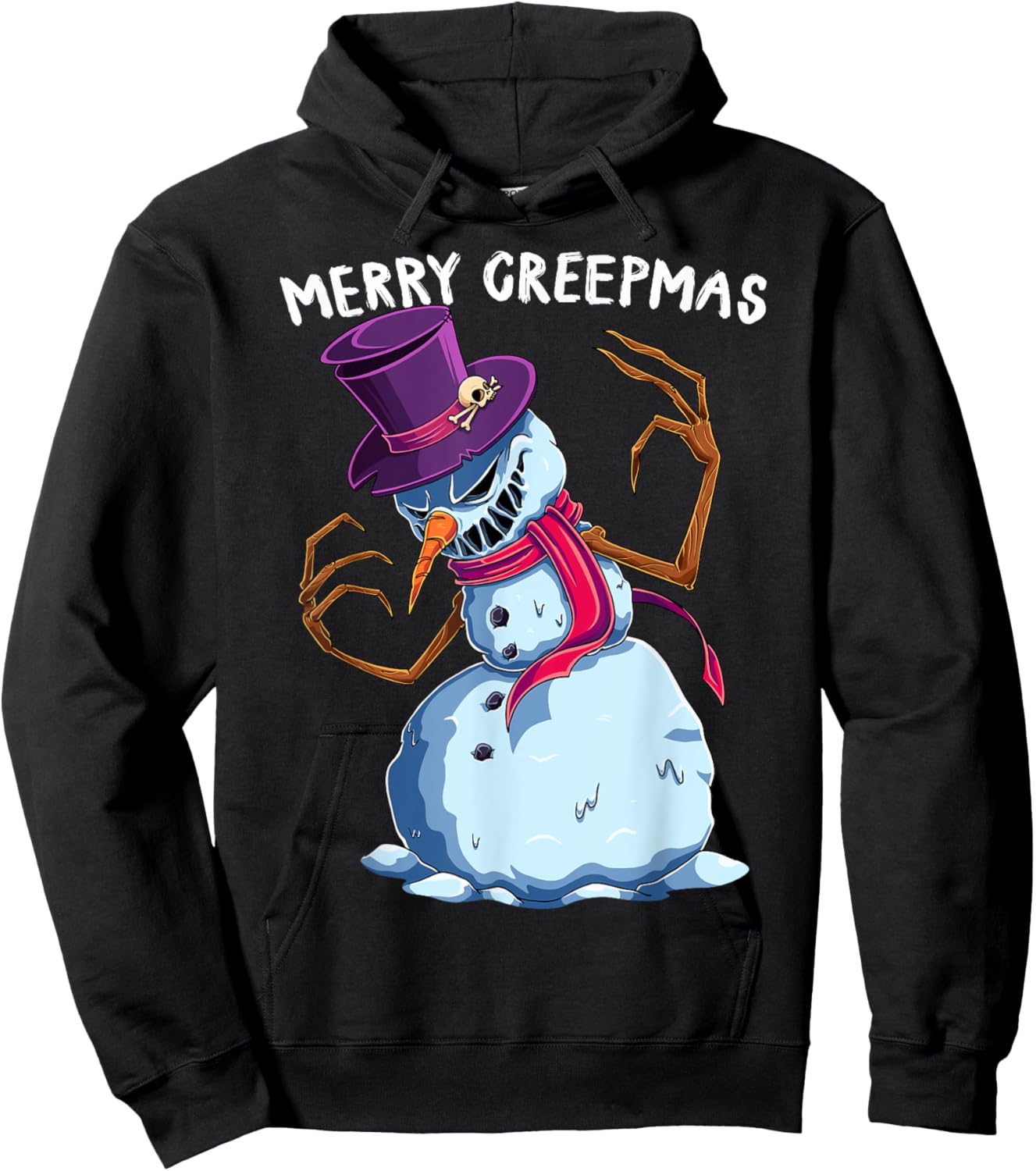 Merry Creepmas Snowman Scary Christmas Evil Monster Xmas Hoodie - Hoodie | Black